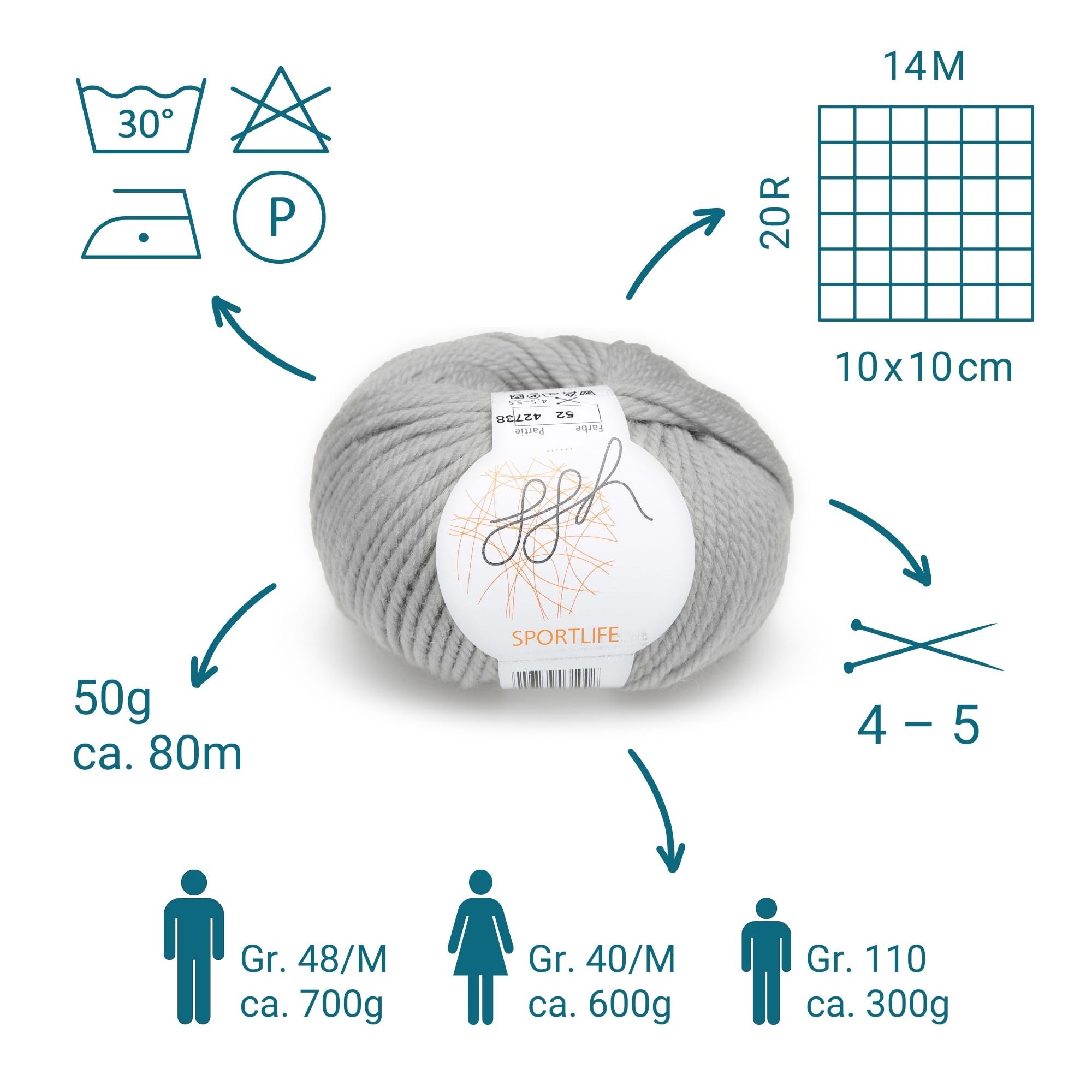 ggh Sportlife Box | Set mit 300g (6x50g) | 052 - Hellgrau