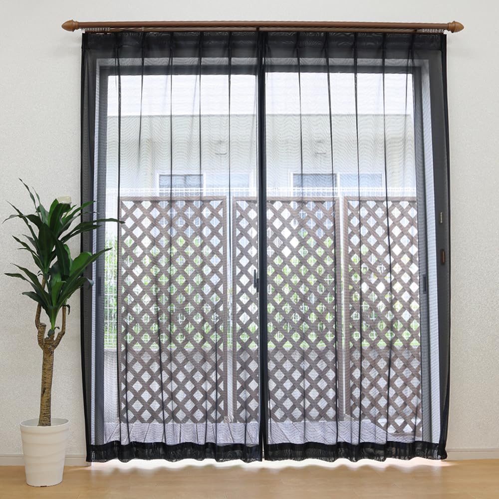 Amazon｜[スタイリッシュブラックレース] 黒のレースカーテン 2枚組
