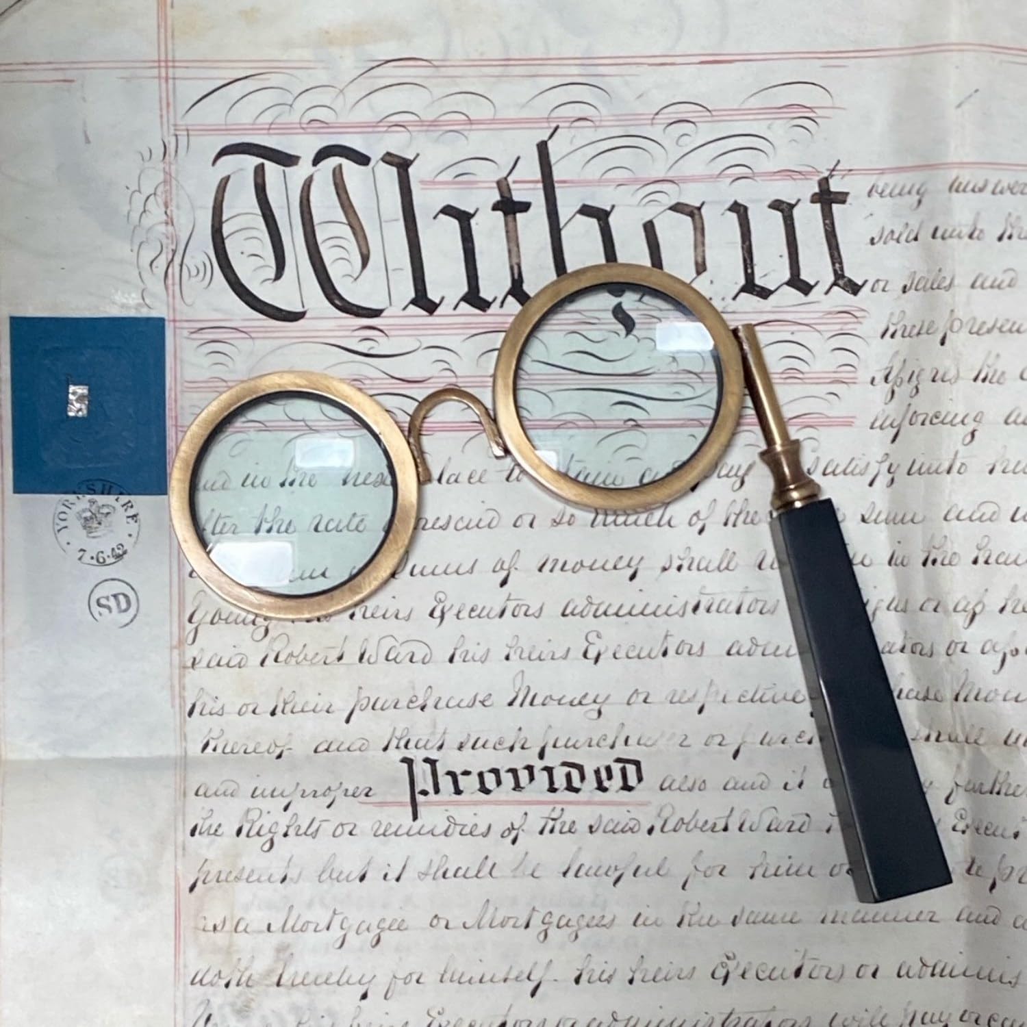 The King's Bay Hand Held Magnifying Eyeglasses Lorgnettes Solid Brass Frame Antique Style