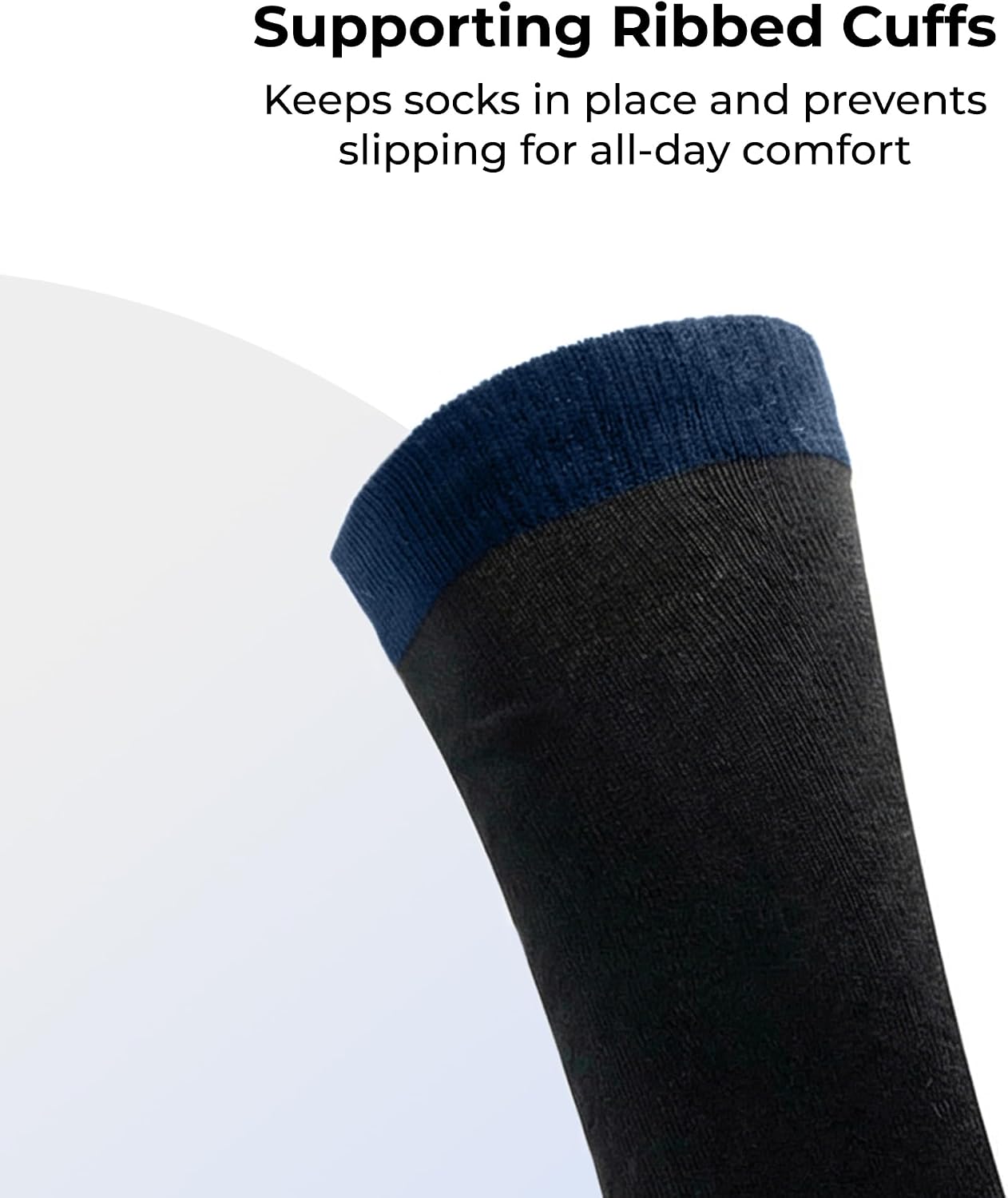 AMELLE Formal Black Assorted Men's Socks Soft Crew Socks Breathable Classic Dress Sock with Reinforcement Heel & Toe 10-13 US