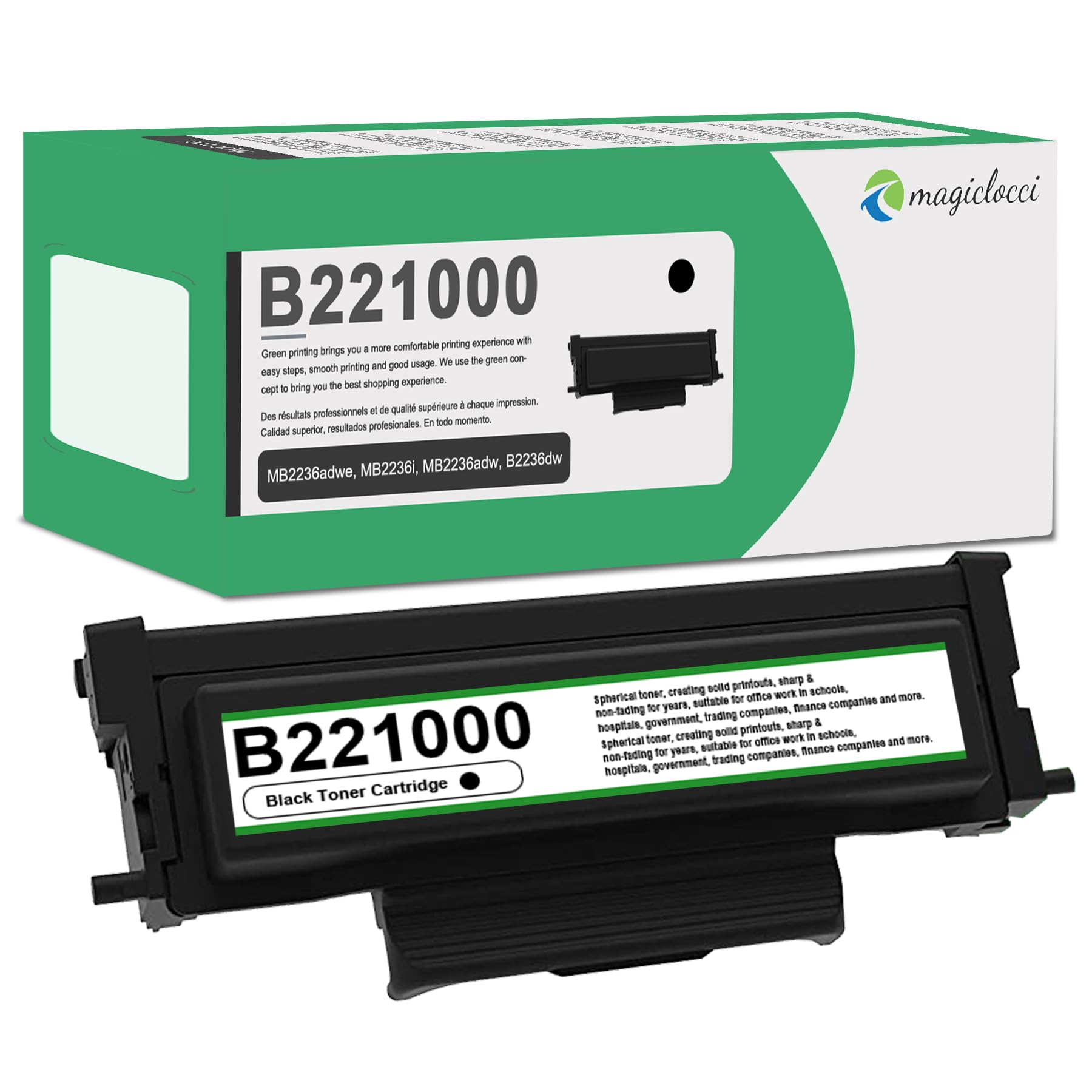 B221000 Black Toner Cartridge B/MB2236 Replacement for Lexmark B221000 Toner Cartridge for B2236, MB2236 Series Printer [1,500 Pages]