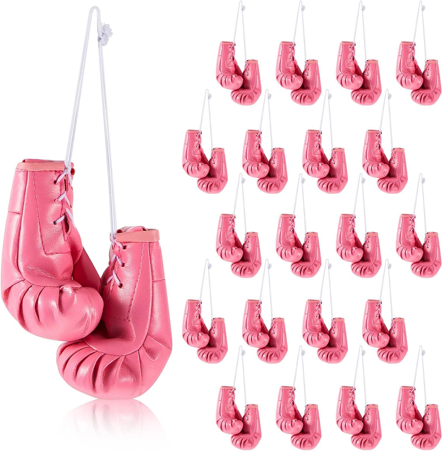 Nosiny 20 Pairs Pink Mini Boxing Gloves Breast Cancer Awareness Boxing Accessories Mini Boxing Fight Gloves for Car Mirror Hanging Punching Decorative Boxing Toys Boxing Party Favors