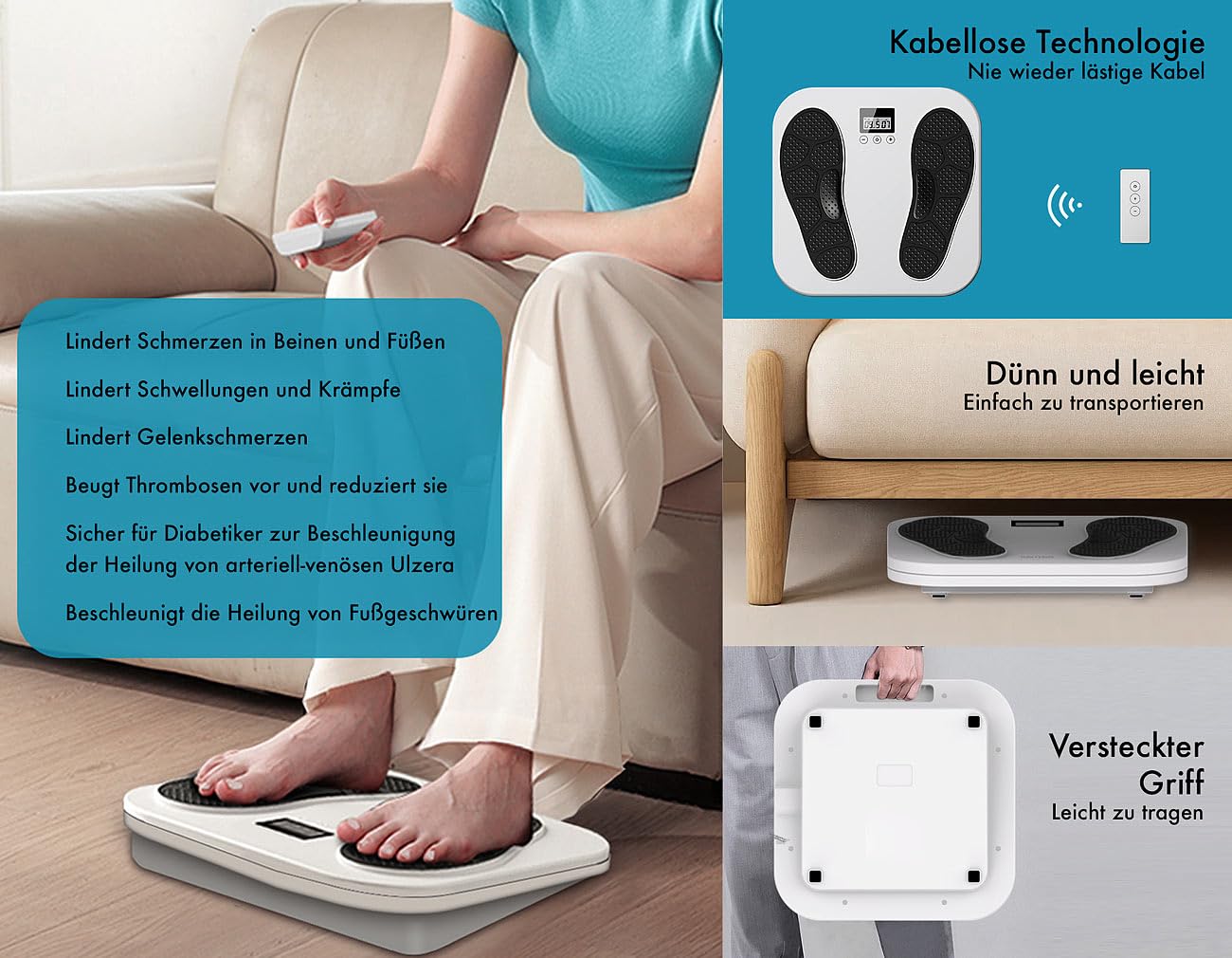 newgen medicals tens device: Stimolatore medico EMS e TENS per la circolazione, EM-285, 9 modalità di applicazione, 20 intensità (massaggiatore piedi EMS, antidolorifico per la schiena, elettrico)