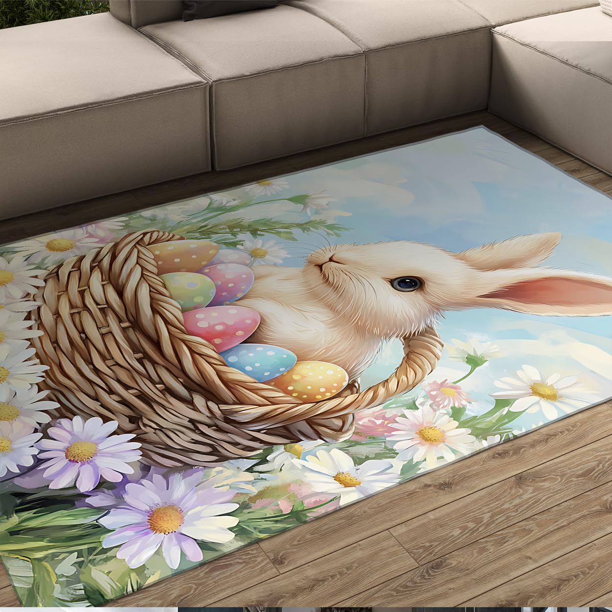 Tapis décoration Festive Pâques 80x150cm pour salon et repas de famille
