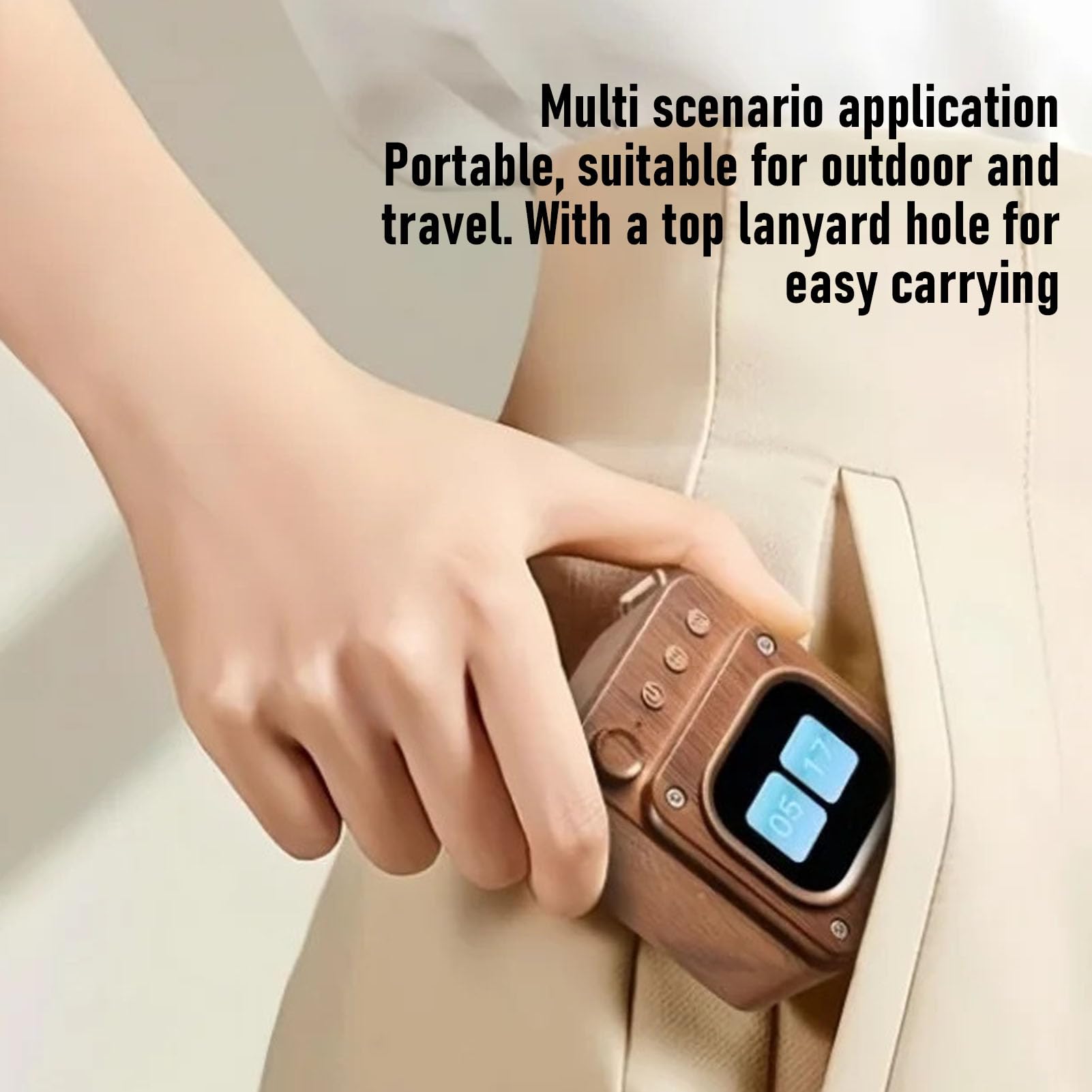 Fockety Casse Bluetooth Portatile con Schermo Touch 2.0, Altoparlante Senza Fili con Album, Sveglia, Timer, Meteo, Termometro, per Casa, Viaggi, Campeggio, Escursioni, Ciclismo (Con scheda di