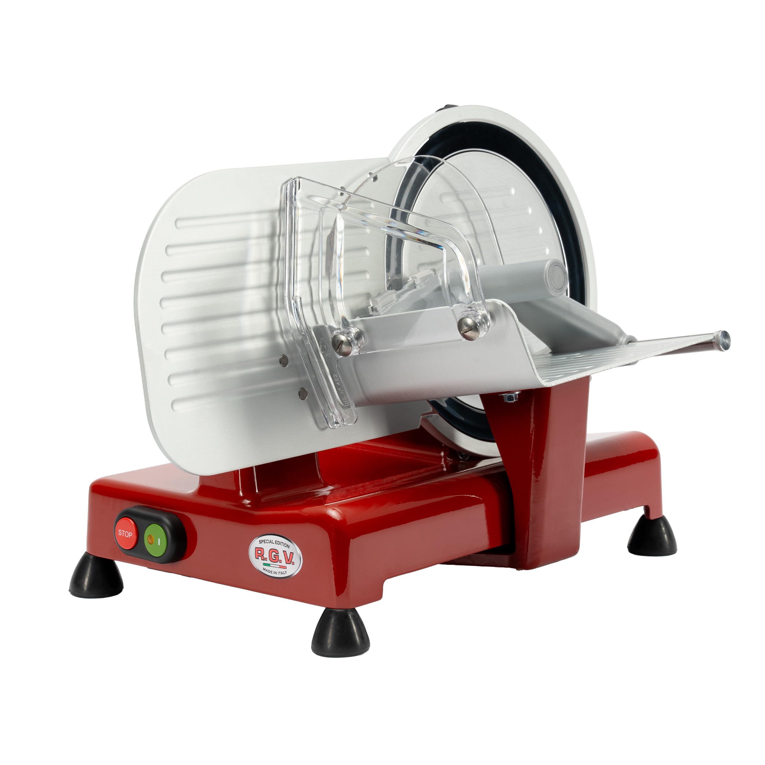 RGV Affettatrice 22 Luxor Red - Affettatrice Professionale 120W in Alluminio Fuso, Lama Ø220 mm, Spessore Regolabile 0–16 mm, Facile Pulizia