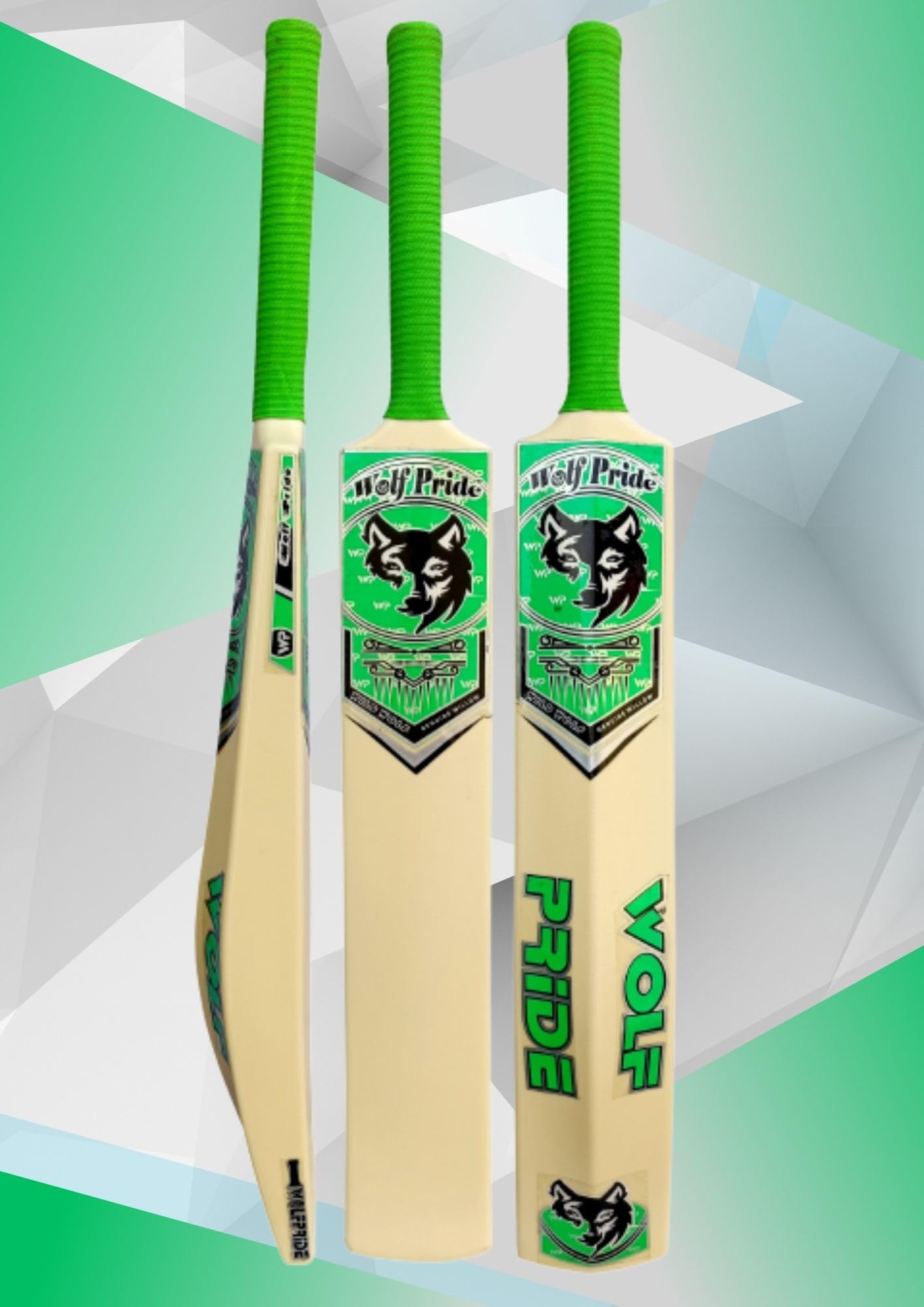 Wild Heavy Duty Premium Plastic Cricket Bat for All Age Groups-Kids/Girls/Boys/Girls/Adults ((Full Size (34"X 4.5" Ivory), Wild Green Sticker & Green Grip) (B0CJP7WW13) Amazon Price History, Amazon Price Tracker