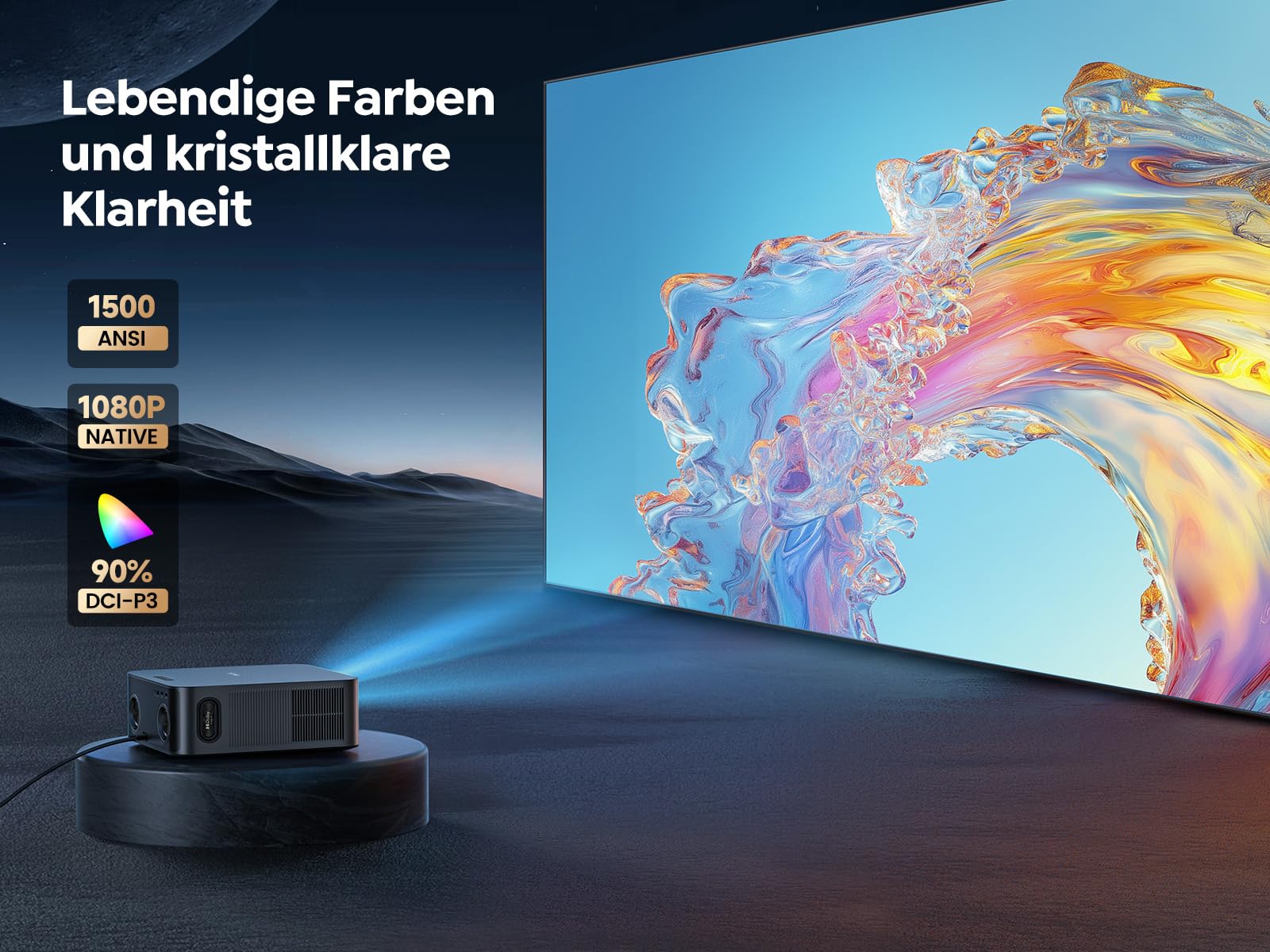 Toptro Beamer 4K 1500 ANSI Smart Beamer Heimkino 1080P Full HD Projektor mit KI-Autofokus Trapezkorrektur Bluetooth WiFi