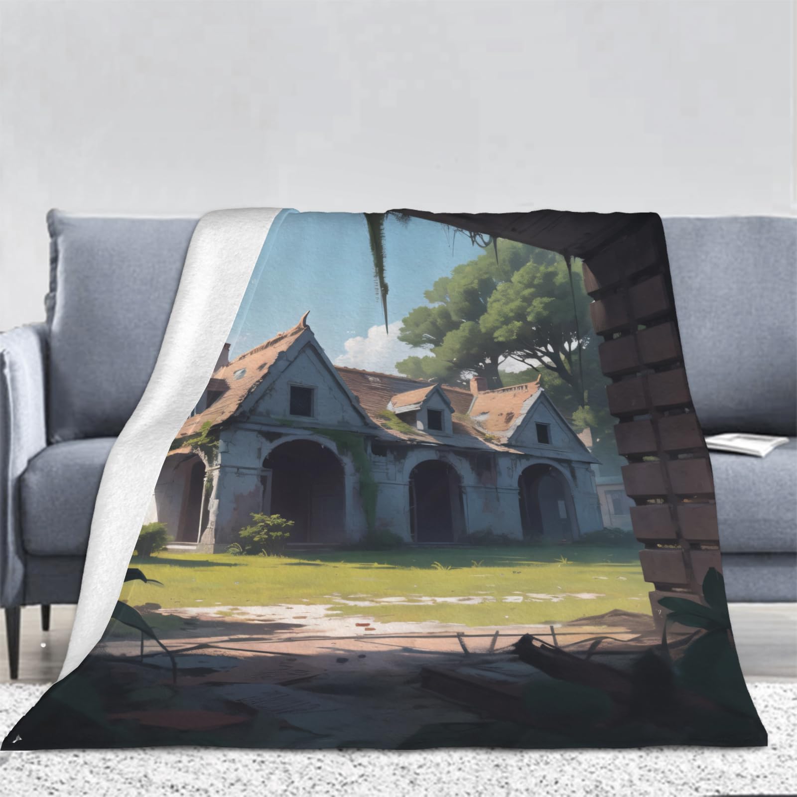 Manta de Franela Elegante Lamentable 180x200 cm Manta de Franela de Microfibra País Elegante Manta de Felpa Suave para Sofá Cama Manta Polar Invierno Gruesa y Esponjosa Caliente