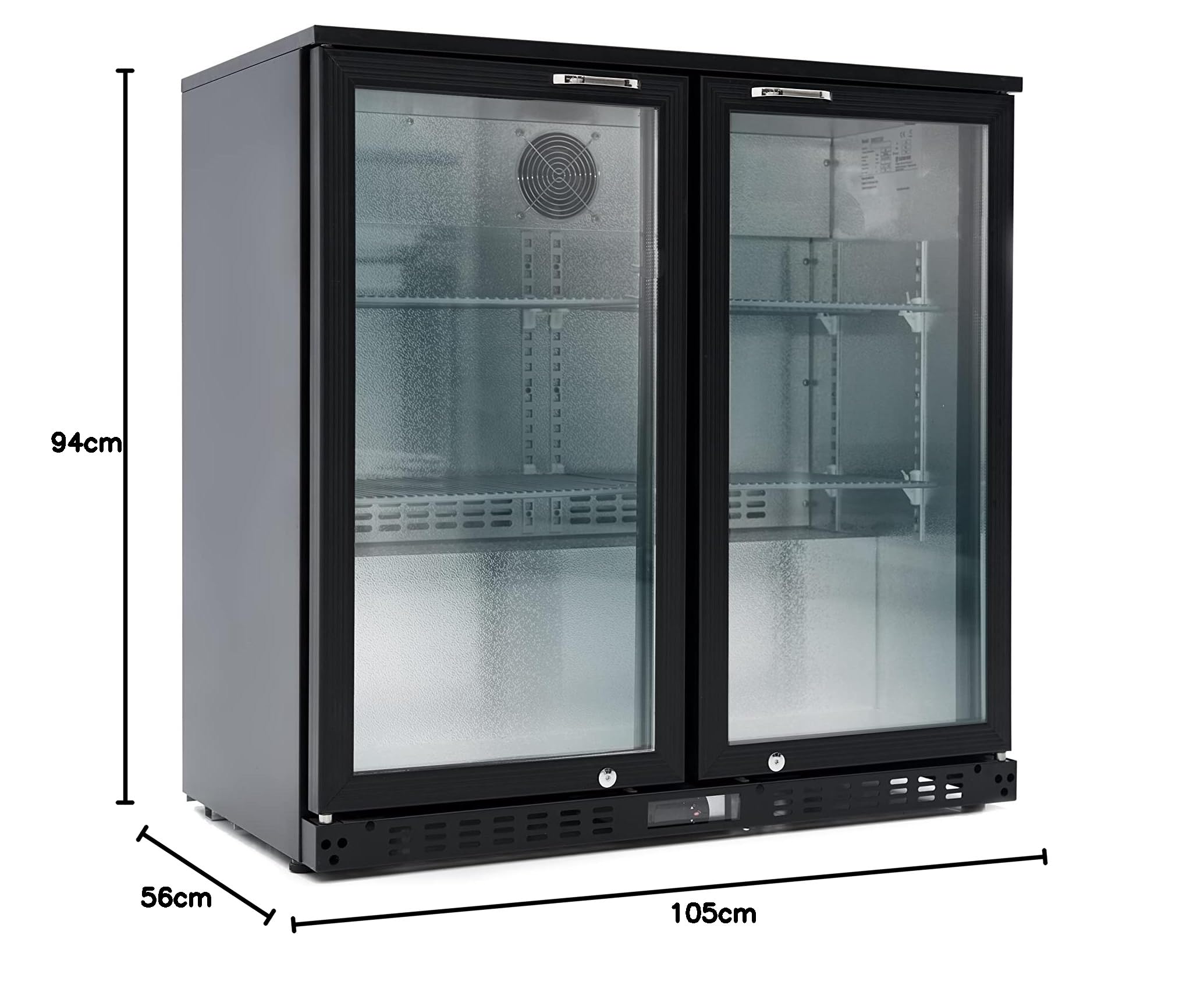 GastroHero Barkühlschrank ECO 208 mit Klapptüren schwarz | Gastronomiebedarf