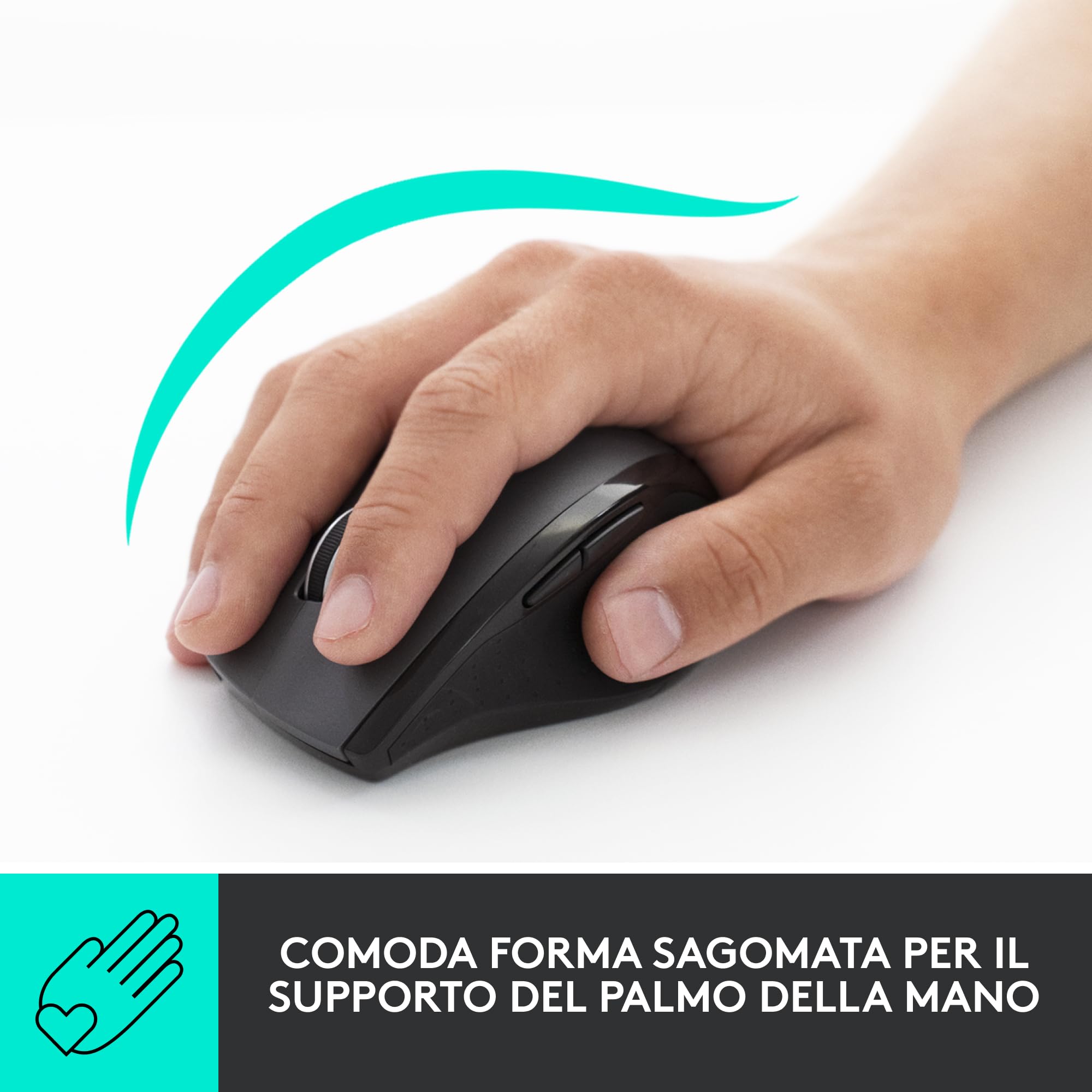 Logitech M705 Marathon Mouse Wireless, Ricevitore USB Unifying 2,4 GHz, 1000 DPI, 5 Pulsanti Programmabili, Durata Batteria di 3 Anni, Compatibile con PC, Mac, Laptop, Chromebook - Nero