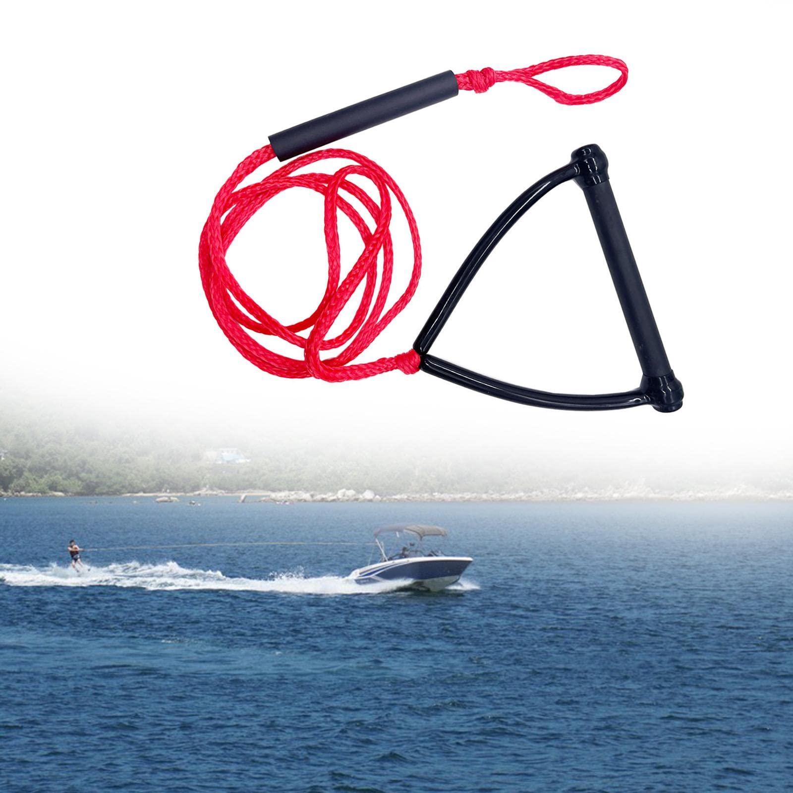 Harilla Wakeboard & Wasserski Leine Ergo, Rote Wakeboard Zugleine 730cm, Länge Zugseil mit Hantel, Wasserski Zugseil mit Griff, Robuste Schleppleine für Jet-Ski & Wakeboarding Knieboarding
