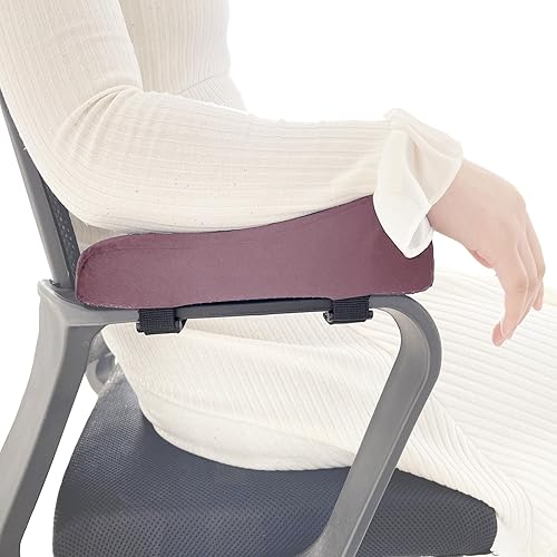 Miniatura 2 de Juego de 2 fundas para reposabrazos para silla de oficina, cómodas almohadas para apoyabrazos (2 almohadas rosas)