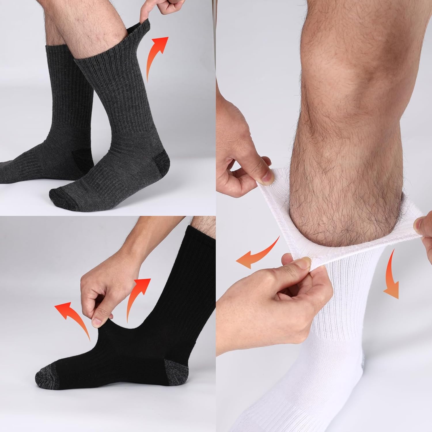 8 Pairs Mens Crew Socks Cushioned Moisture Wicking Athletic Heavy Duty Performance Work Training Socks - Image 4