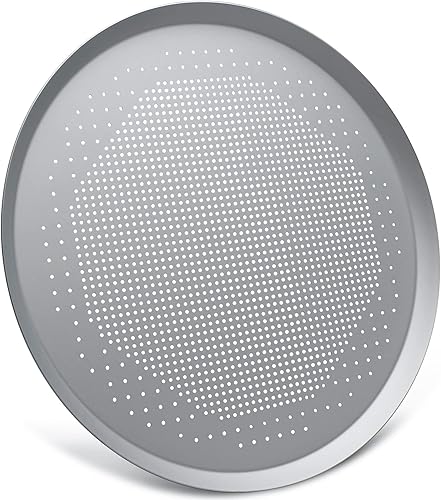 Miniatura 22 de Bandeja para pizza Beasea de 16 pulgadas para horno, redonda, hecha de aleación de aluminio, con orificios, para hornear, utensilios para el hogar