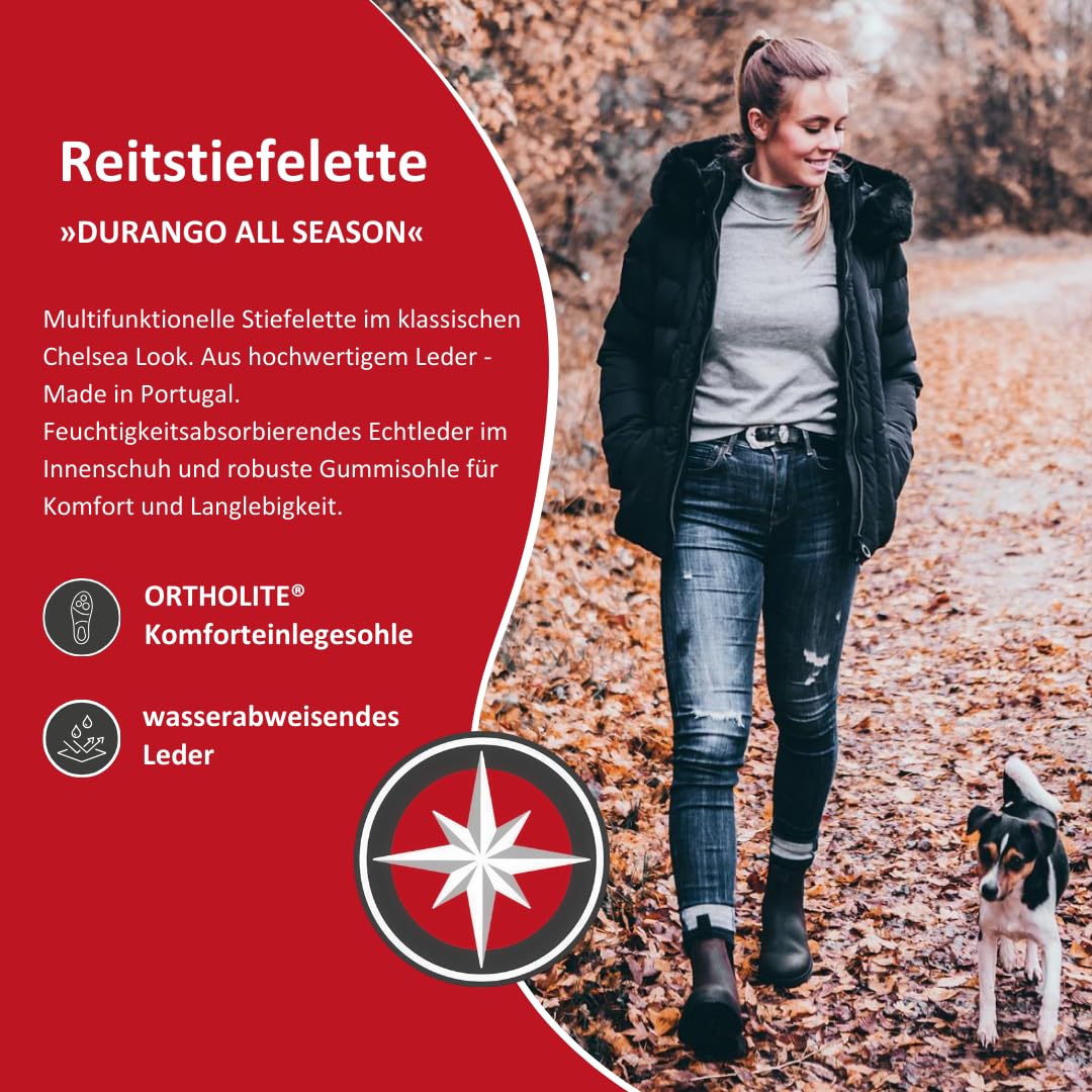 SUEDWIND FOOTWEAR Reitstiefeletten für Damen DURANGO ALL SEASON – Leder Chelsea Boots – Reit- & Freizeit-Stiefeletten – Ortholite-Innensohle, Gummisohle & Lederfutter – 2 Farben – Gr.37-43