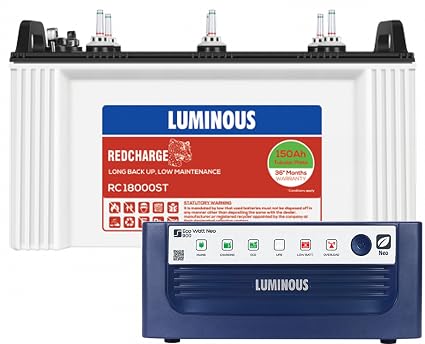 Luminous Red Charge RC18000ST 150Ah Short Tubular Inverter Battery with Eco Watt Neo 900 Inverter