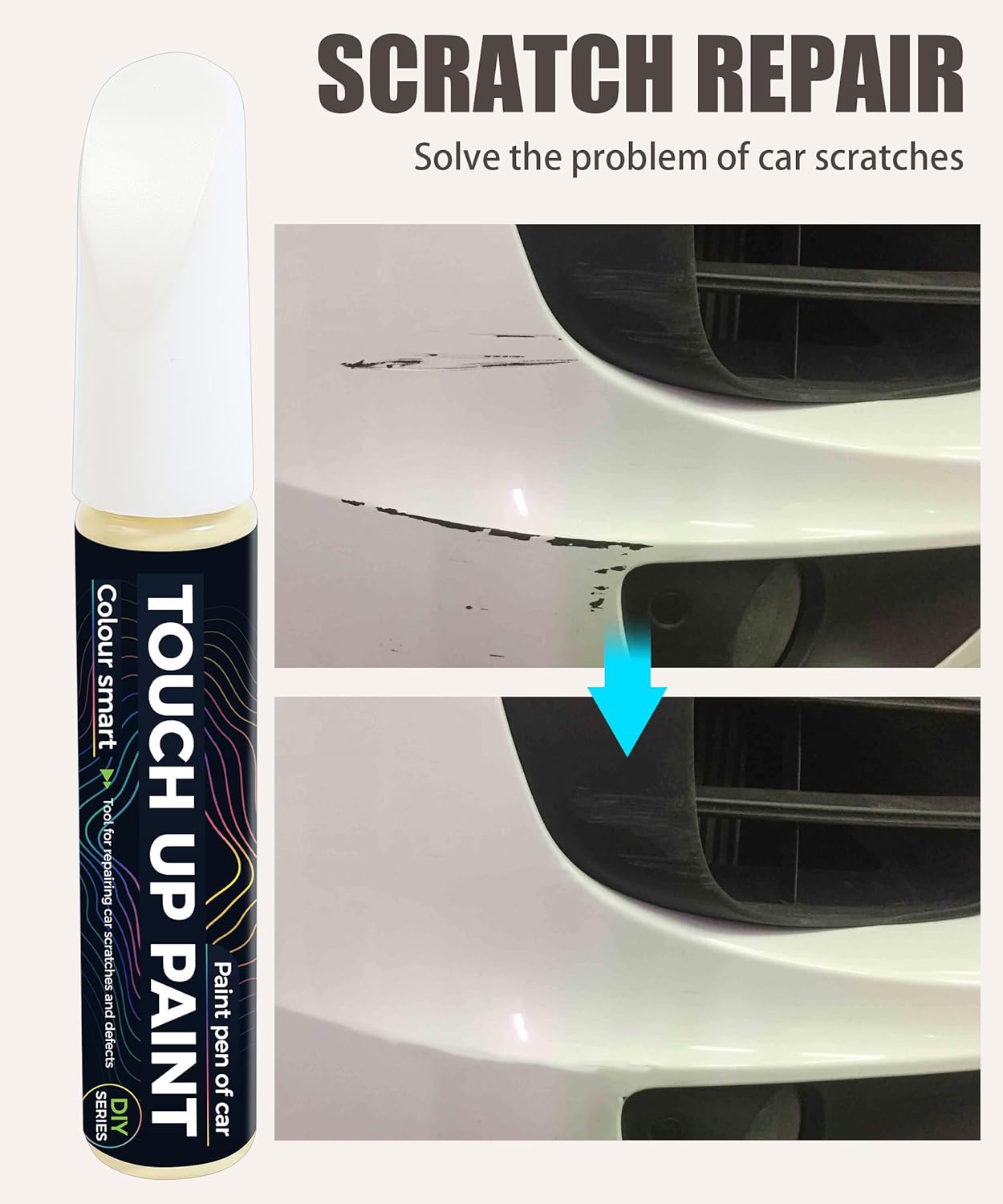 RACOONA Paint Pen,Car Accessories Touch Up Paint Pen,Car Paint Scratch Repair,Car Scratch Remover Pen,Touch Up Paint Pen for Cars,Car Touch Up Paint Pen,Deep Scratches for All Types of Cars (Pearl White)