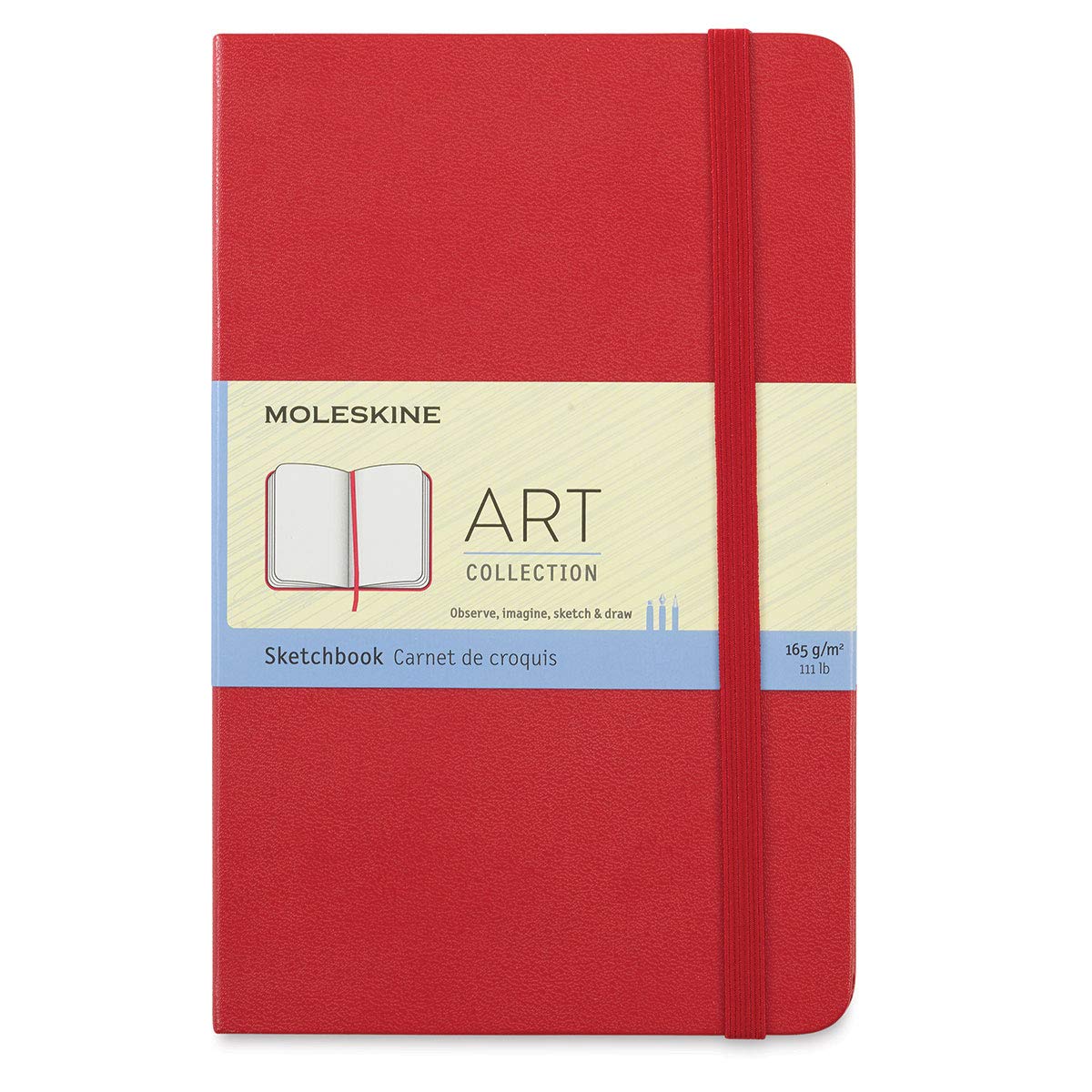 Moleskine Medium Size 11.5 x 18 cm Art Sketchbook, Sketchbook for Drawings, Paper Suitable for Pencils, Pastels, Fountain Pens and Markers, Hard Cover, Colour Scarlet Red, 88 Pages,Ivory