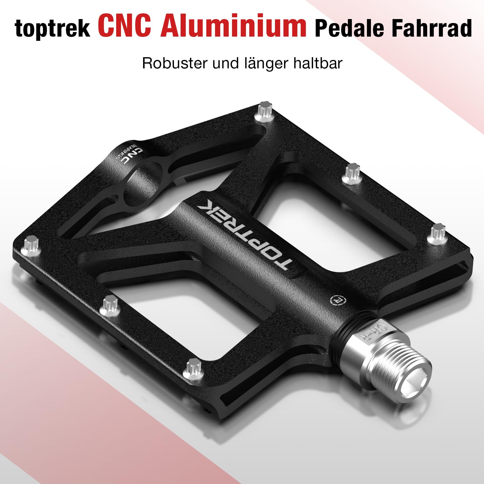 toptrek Pedały rowerowe, CNC, aluminiowe, antypoślizgowe, z 3 uszczelnionymi łożyskami, pedały MTB 9/16", płaskie pedały do MTB, rowerów wyścigowych, BMX, trekkingu, rowerów elektrycznych