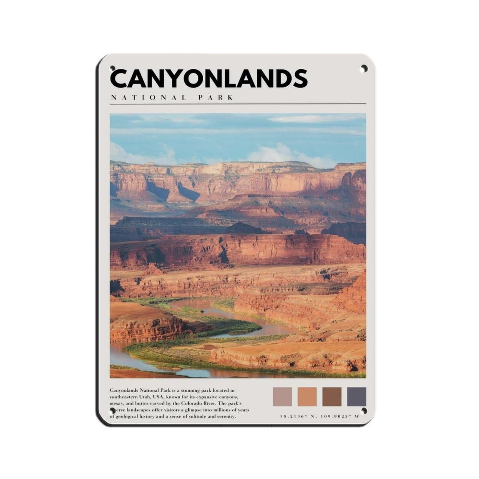 Canyonlands National Park Poster Retro Poster Metal Tin Sign Chic Art Retro Iron Painting Bar People Cave Cafe Family Garage Poster Wall Decoration 12x16inch(30x40cm)