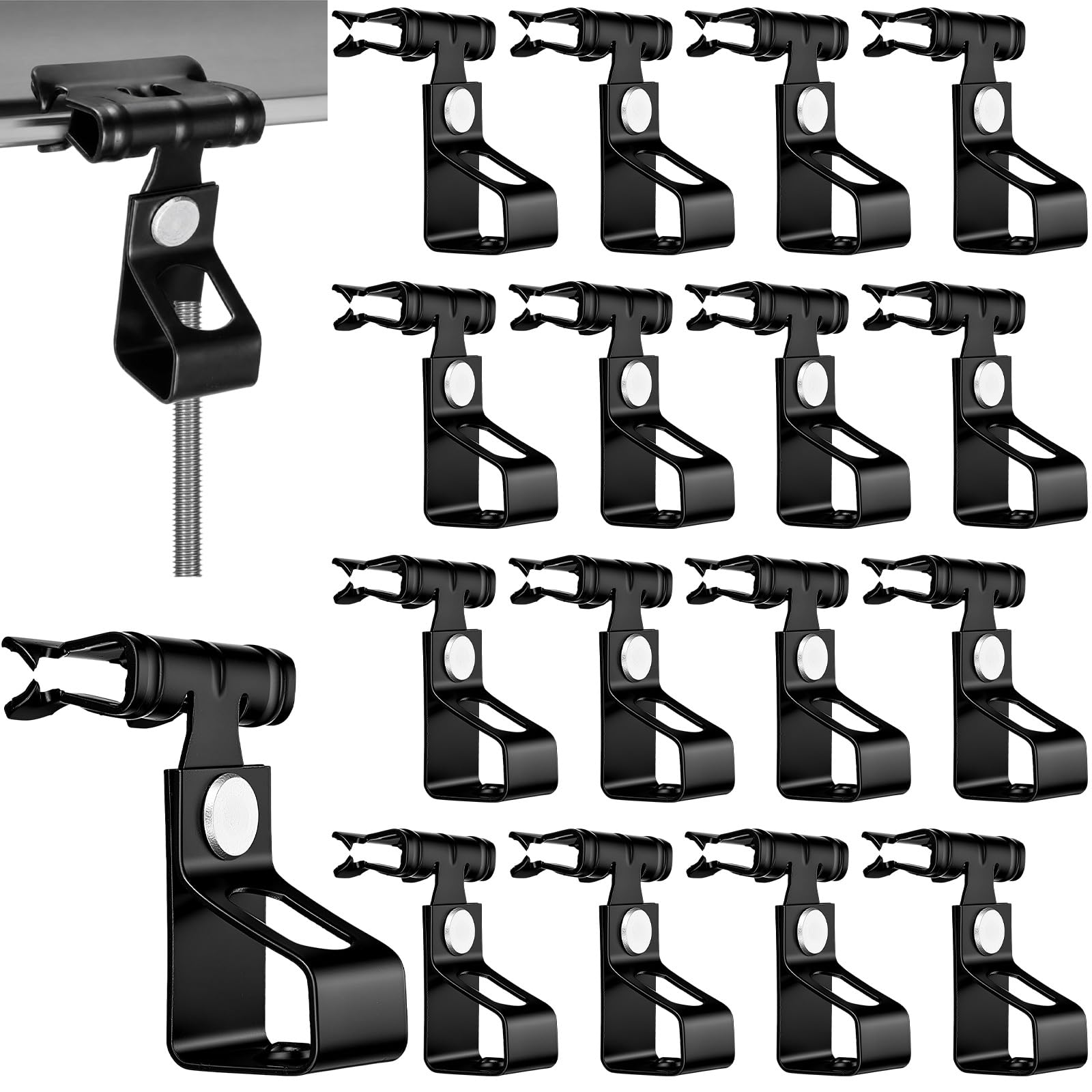 Hicarer 50 Pcs Hammer-on Beam Clamp with 1/4-inch Threaded Rod Hanger, Steel Flange Clamp for 1/8" to 1/4" Flange Thickness, Black Electrophoresis Finish for Conduit and Wire Suspension