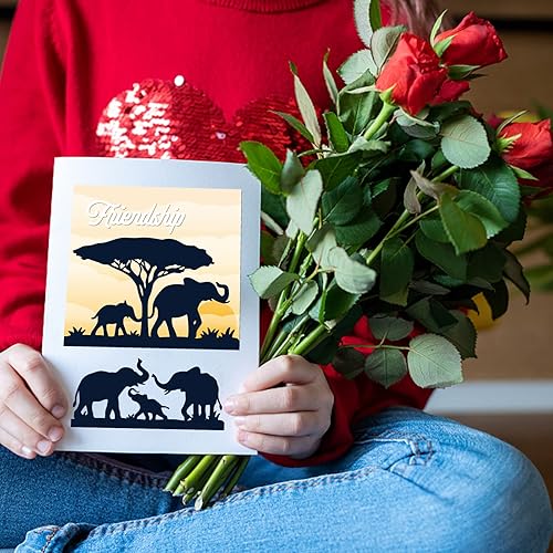 Miniatura 6 de BENECREAT 2 estilos de silueta de elefante patrón de corte de acero al carbono, marco de amistad, plantilla de estampado de fondo para hacer fotos