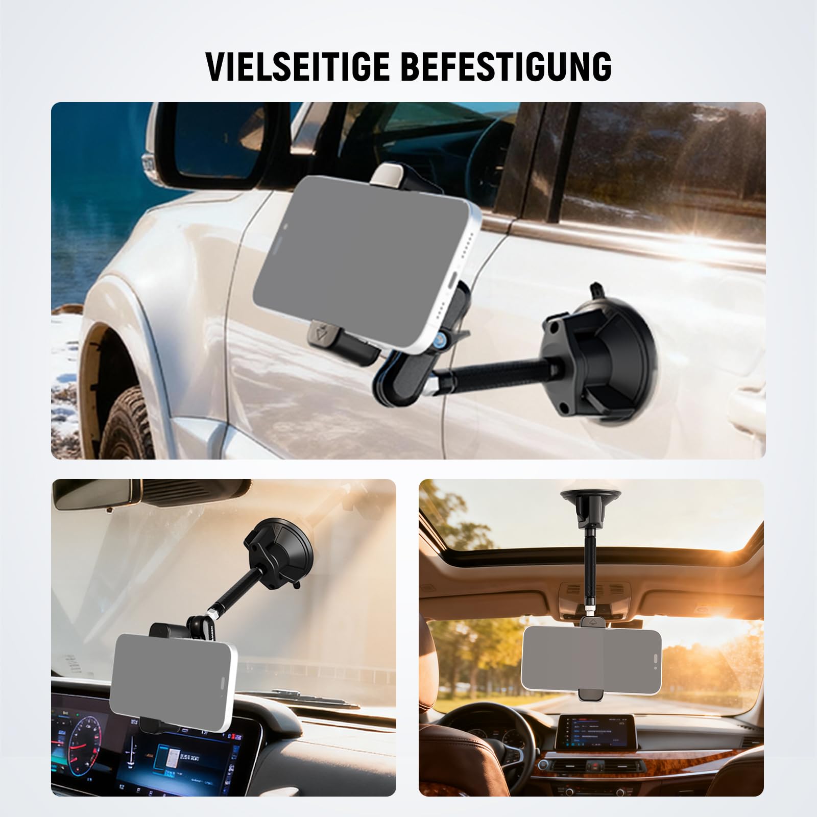 Neewer Auto Handyhalterung 360° drehbare Vakuum Saugnapf Handyhalter aus Metall mit Verlängertem Magic Arm kompatibel mit iPhone Samsung – Bild 7