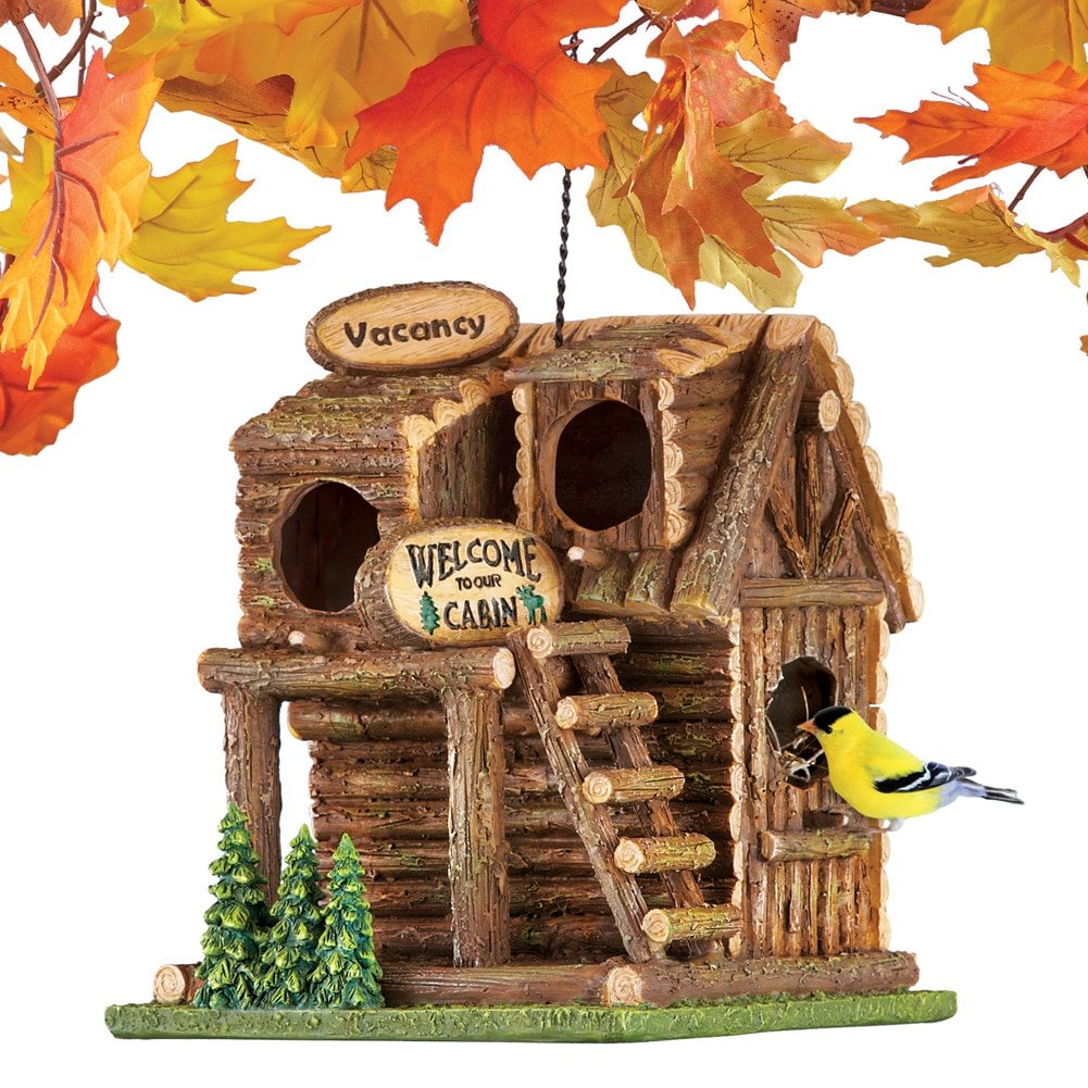 Hand Painted Log Cabin Birdhouse By Juliasdesigns106 On Etsy
