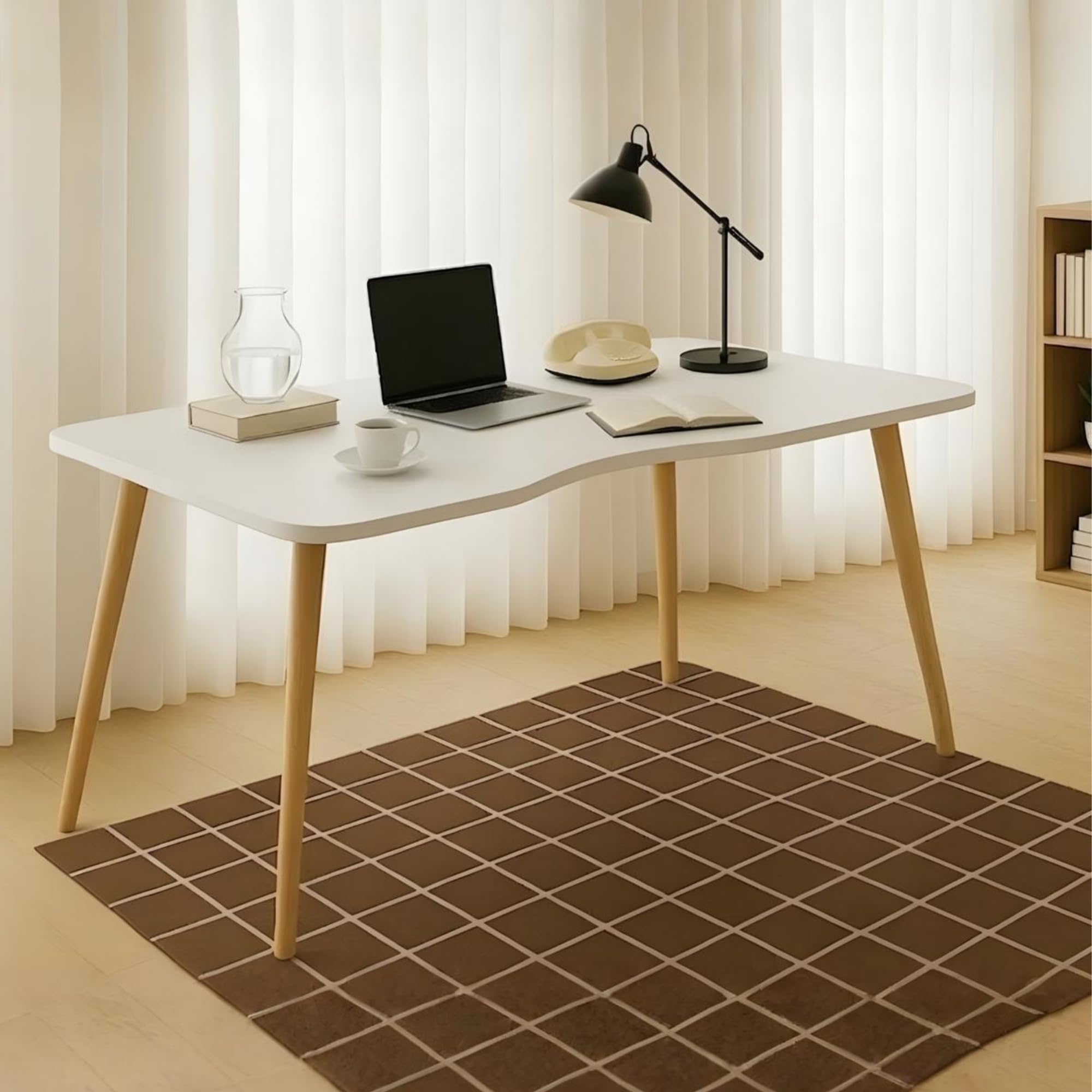 modern white wooden computer table, 40" l x 20" w x 30" h inches – durable and stylish desk for home office, bedroom, or study