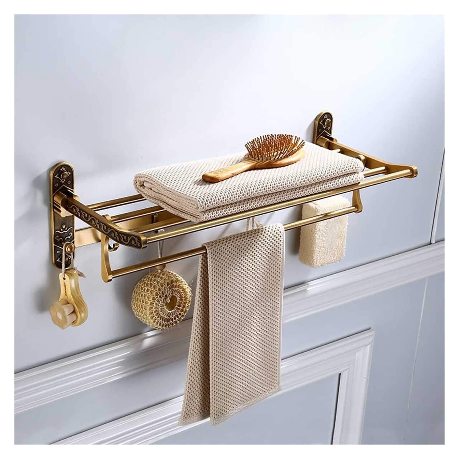 Porte-serviettes vintage repliable en aluminium chic pour hôtel et maison
