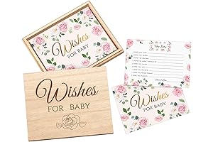 50 Pack Baby Wishes Cards for Baby Shower with Wood Keepsake Box
