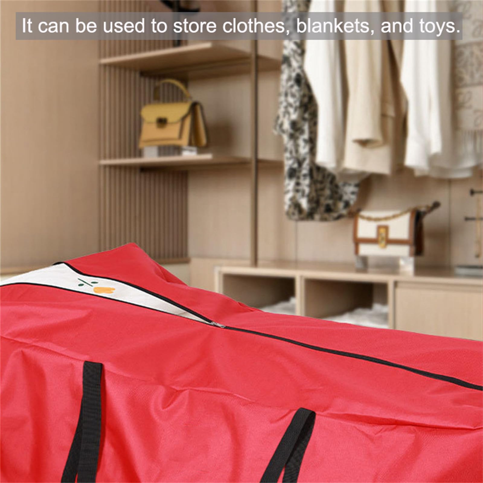 Odot Sac Rangement Sapin de Noel À roues Imperméable, Grand Bande Sac de Rangement de Sapin de Noël Artificiel, pour vêtements, Édredon, Tissu Oxford, avec Poignées (Rouge,152x40x71cm)
