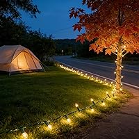 Vista 3 de LUCKY SHINE 150 luces LED de Navidad de color blanco cálido, tira de luces con cable verde de 50 pies, certificación UL, calidad comercial, para uso