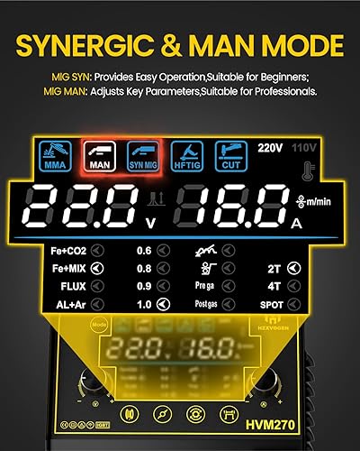 Miniatura 3 de H HZXVOGEN Soldador MIG, combo de soldador de plasma de 200 A, 7 en 1 de gas MIGflujo sin gas núcleo MIGpulso MIGHF TIGpalocortepunto, máquina de