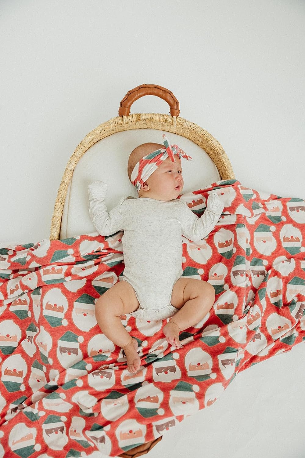 Copper Pearl Baby Stretchy Soft Knit Headband Bow Claus