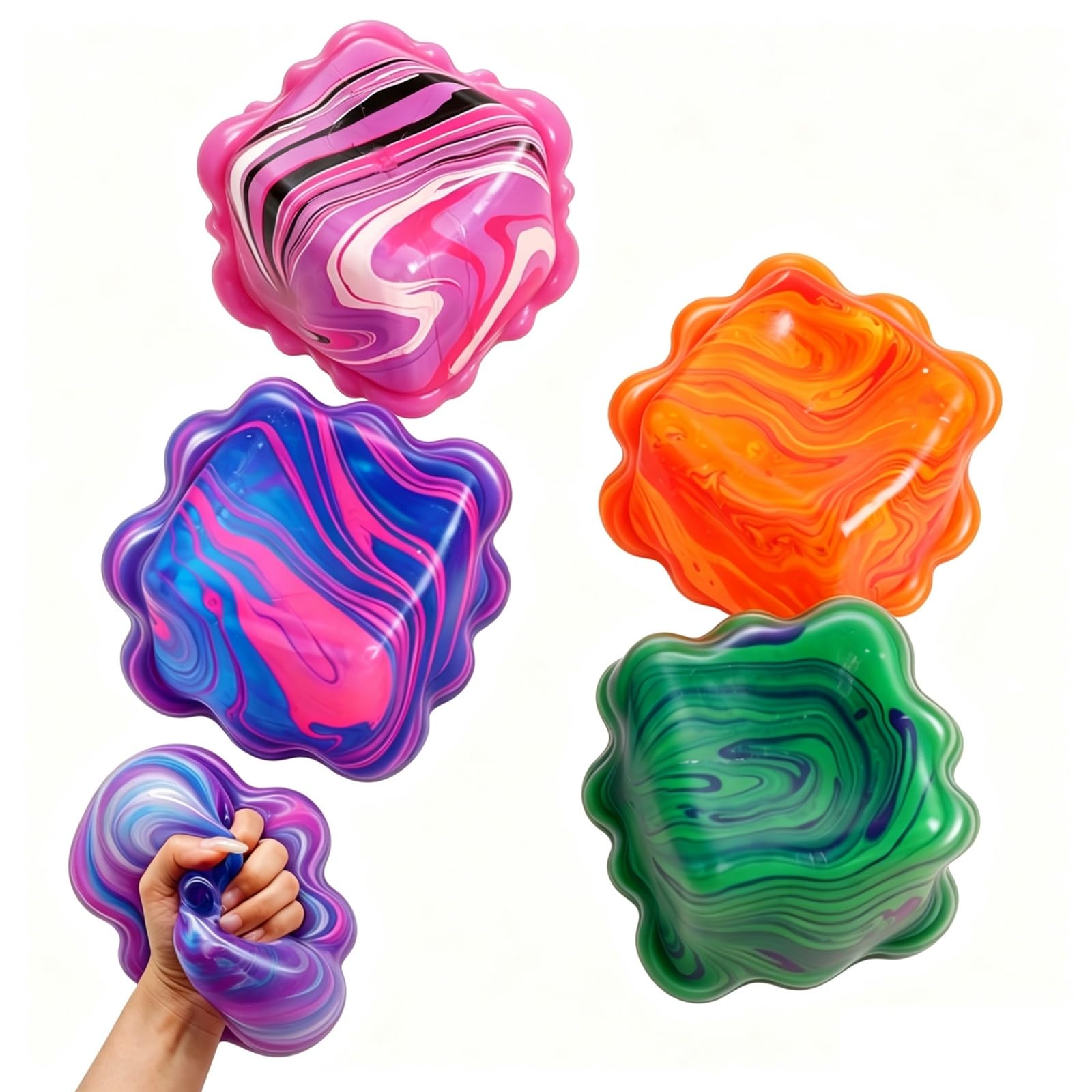4Pcs Nice Ice Cube Squishy Toys, Ice Cube Stress Balls Colourful Fidget Toys Squishy Stress Cube for Anxiety Relief Sensory Stress Relief Squeeze Toys (A)