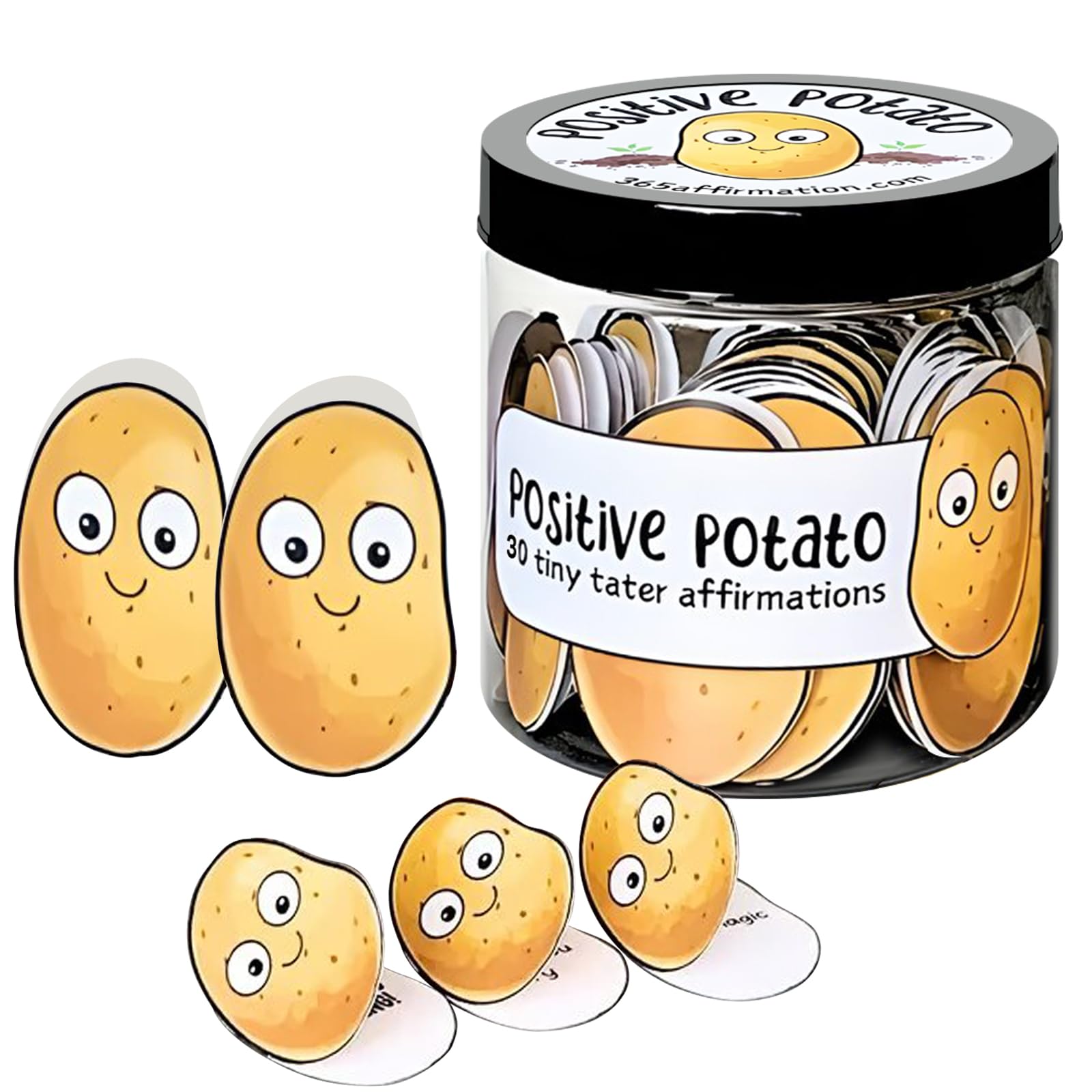 TKWINKT 30 Pack Positive Pickles Affirmations, Emotional Support Pickle, Positive Potato, Affirmation Card Jar, 30 Unique Positive Messages, Daily Affirmation Cards (Potato)