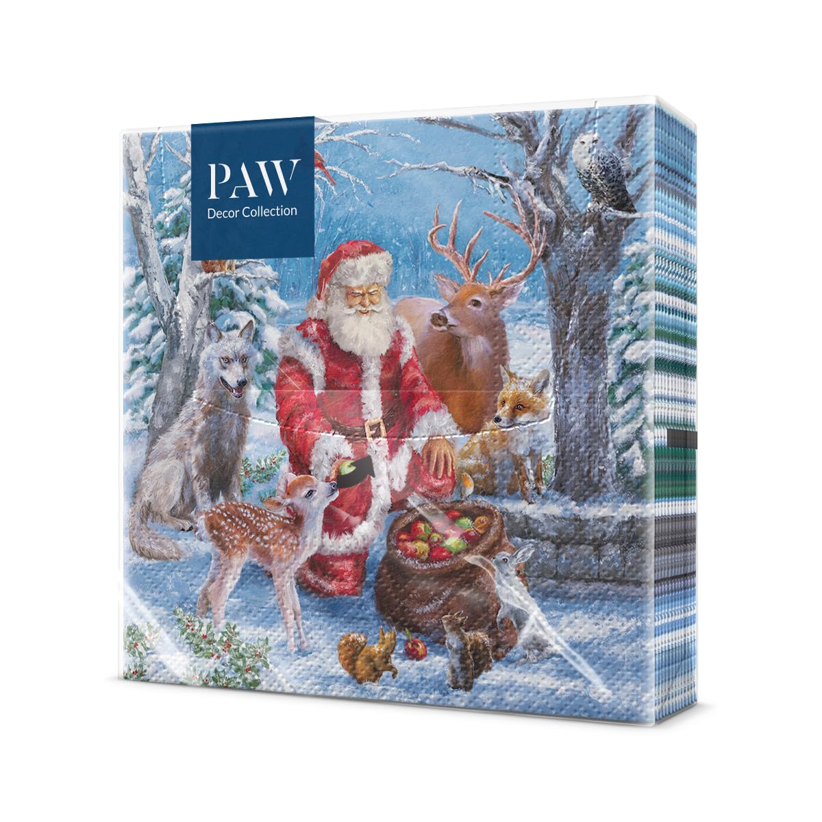 Paw - Napkins 3-Ply (33 x 33 cm) I 20 Pieces I Paper Napkin Colorful for The Christmas Table I Napkins - Christmas, Winter, Snow, Santa Claus I Santa’s Gifts