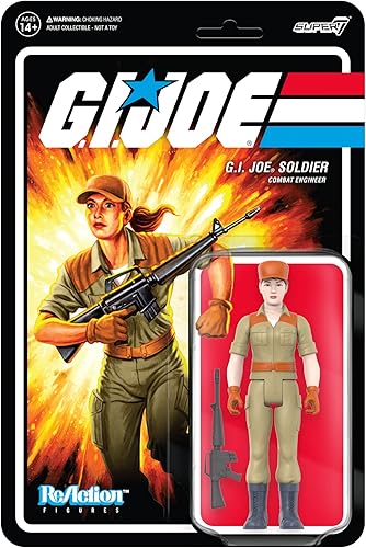 Super7 G.I. Joe - Pelo de cola de caballo femenino de combate (rosa) de 3.75 pulgadas