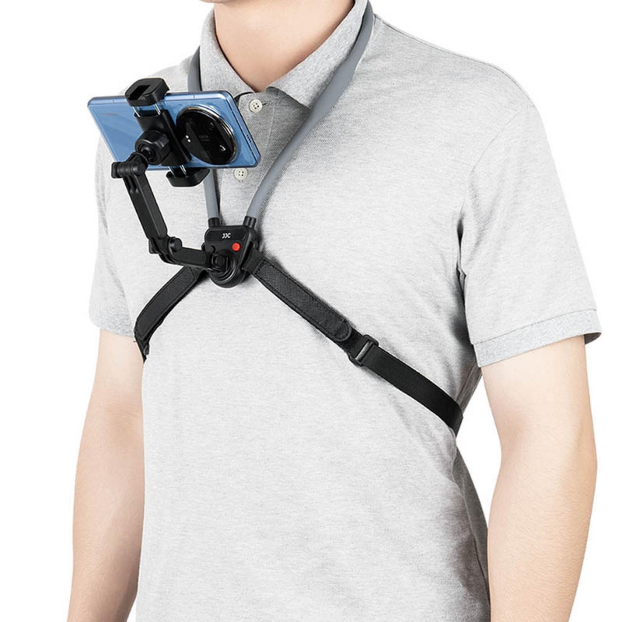Kiorafoto Supporto per cellulare con clip per cellulare per registrazione, leggero POV/Vlog per selfie, catena toracica, supporto per cellulare con 3 bracci rimovibili e chiusura rapida, Content