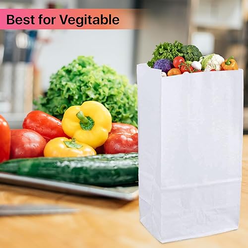 Miniatura 3 de Bolsas de papel blanco de 4 libras, bolsas de almuerzo, bolsas de manualidades, bolsas de comestibles, paquete de 500 unidades
