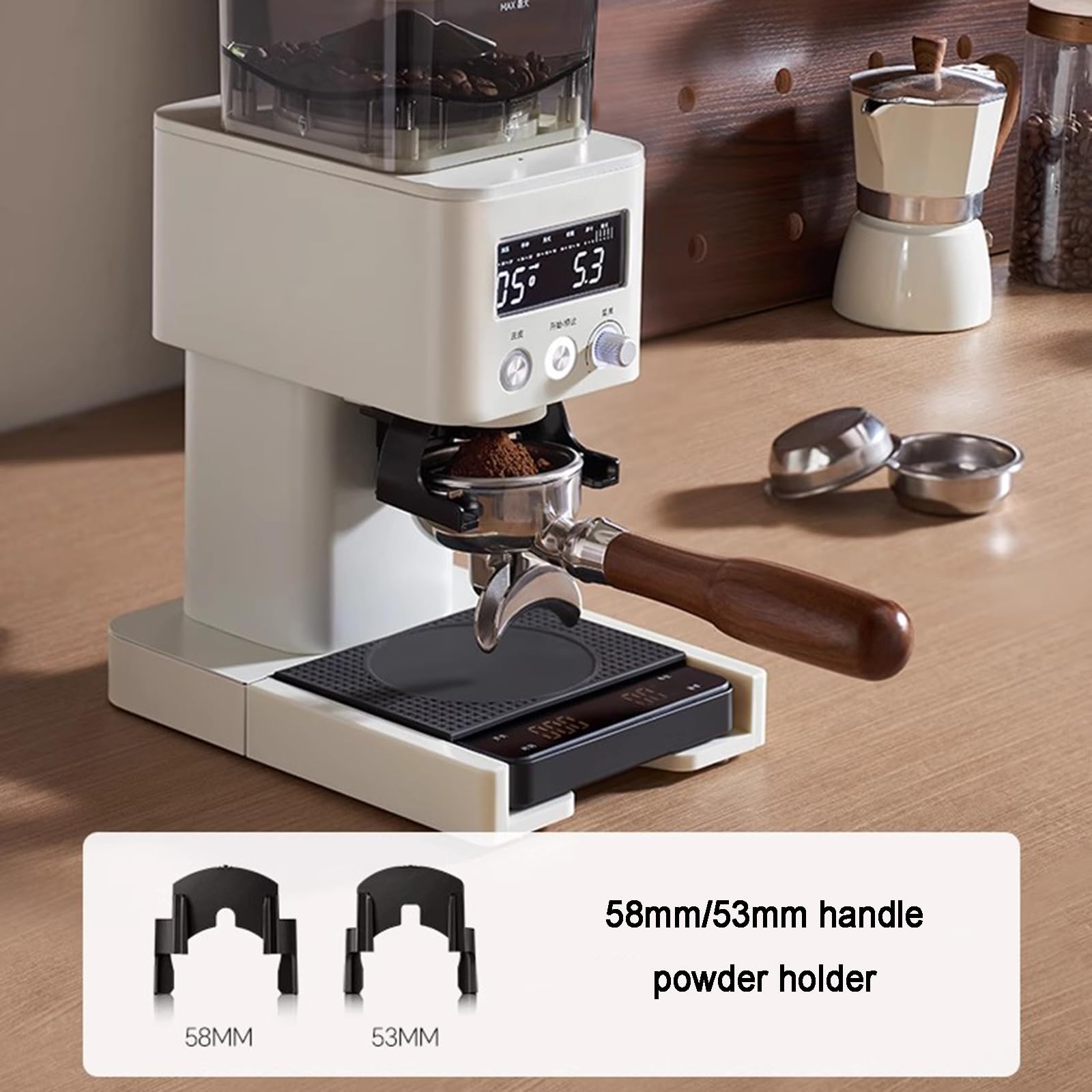 Molinillo De Café Eléctrico, Molinillo De Café Expreso con Muelas Cónicas, 30 Ajustes De Molienda Precisos, Panel De Control LED, Escala De Café Extraíble