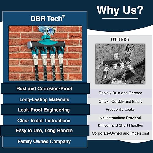 Miniatura 5 de Divisor de manguera de 4 vías (durabilidad superior), conector de mangueras de jardín premium, válvula de agua resistente de 4 vías para grifo de