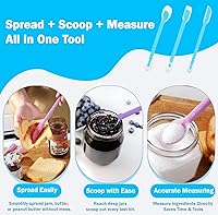 Vista 5 de Juego de 3 cucharas de espátula de silicona de doble extremo, raspador de tarro de mango largo y cuchara medidora con escala