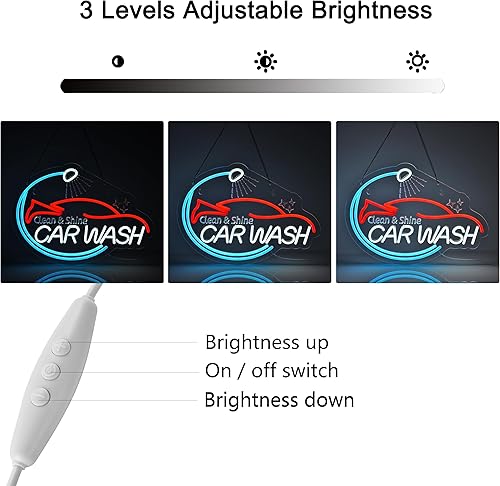 Miniatura 5 de Letrero de neón para lavado de autos, luces de neón para colgar en la pared, decoración artística para estaciones de servicio, servicio comercial,