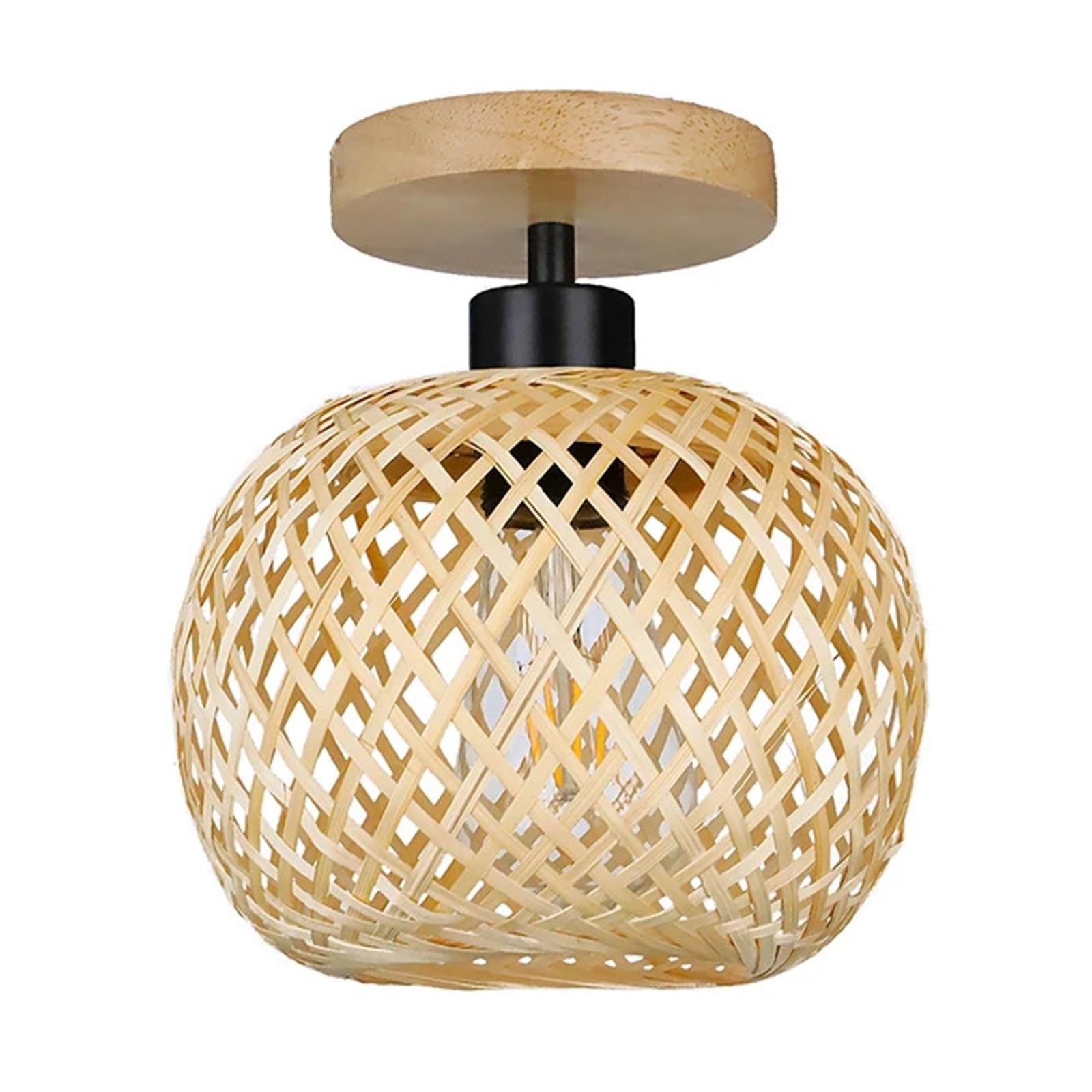 Rattan Lampshade Little Pendant Lamp Natural Rattan Wicker Chandeliers Hand-Woven Lampshades Fixture(Ceiling Light)