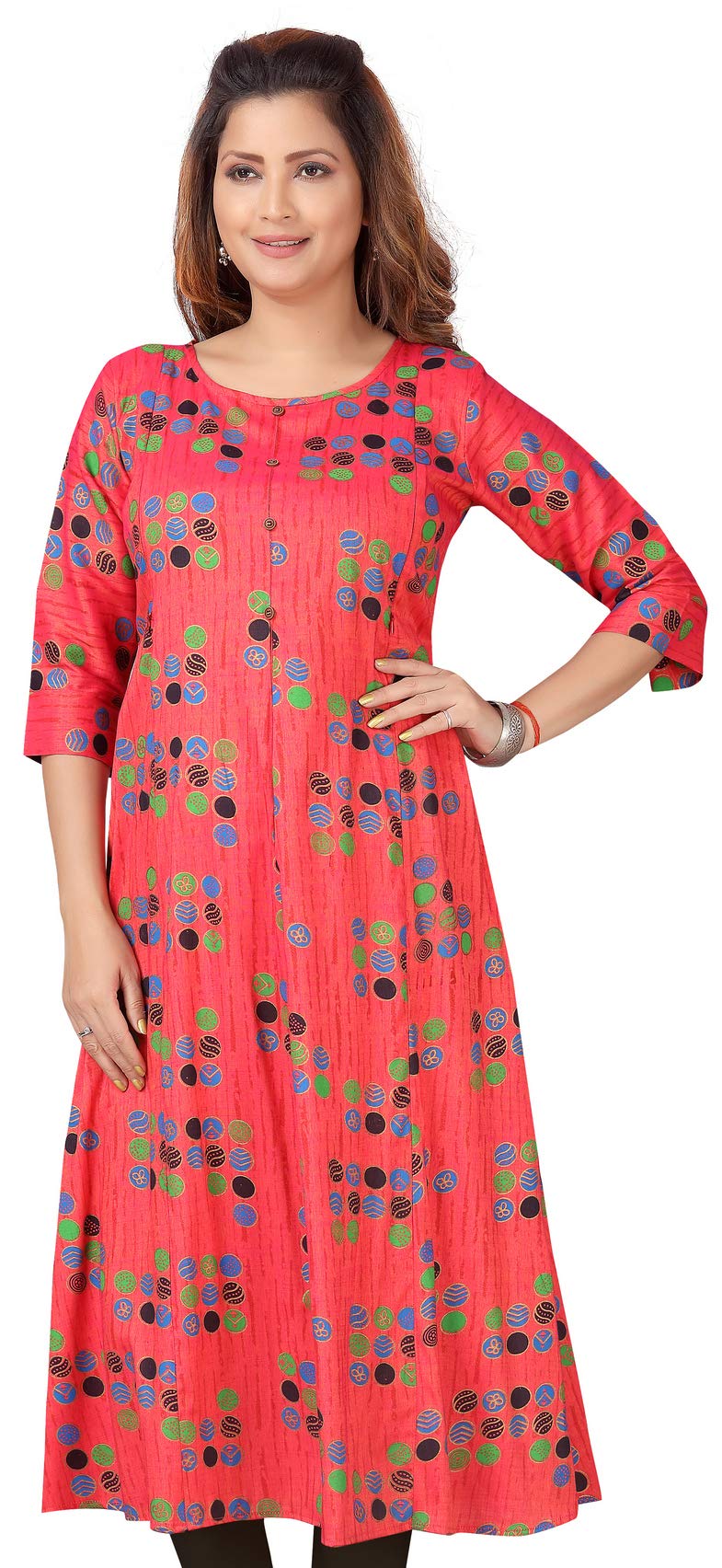 CEE 18Women's Cotton Rayon A-Line Maternity Dress Feeding Kurti with Zippers for Easy Breastfeeding (9685)