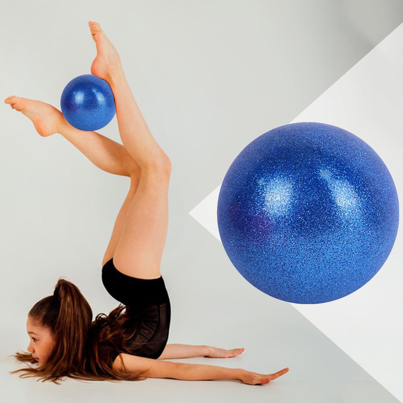 Pelota de ejercicio | Pelota de gimnasia rítmica de 15 cm para entrenamiento de baile, entrenador de fuerza central, accesorios de pilates, equipo de entrenamiento con purpurina para gimnasio, hogar