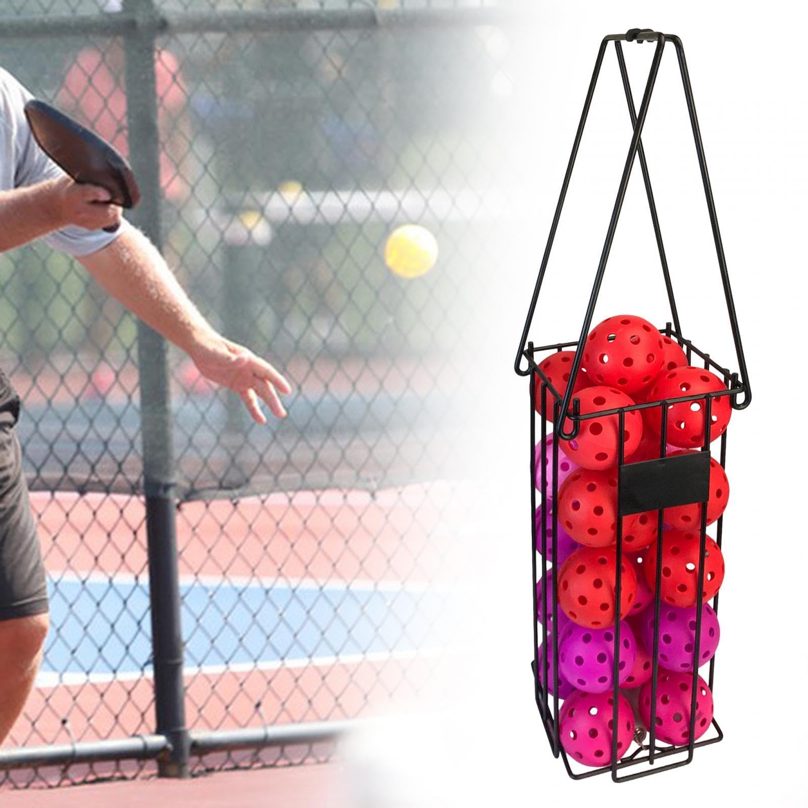 Cesta recogedora de Pelotas de Tenis y Pickleball con Asa, Carrito de Jaula para Entrenamiento